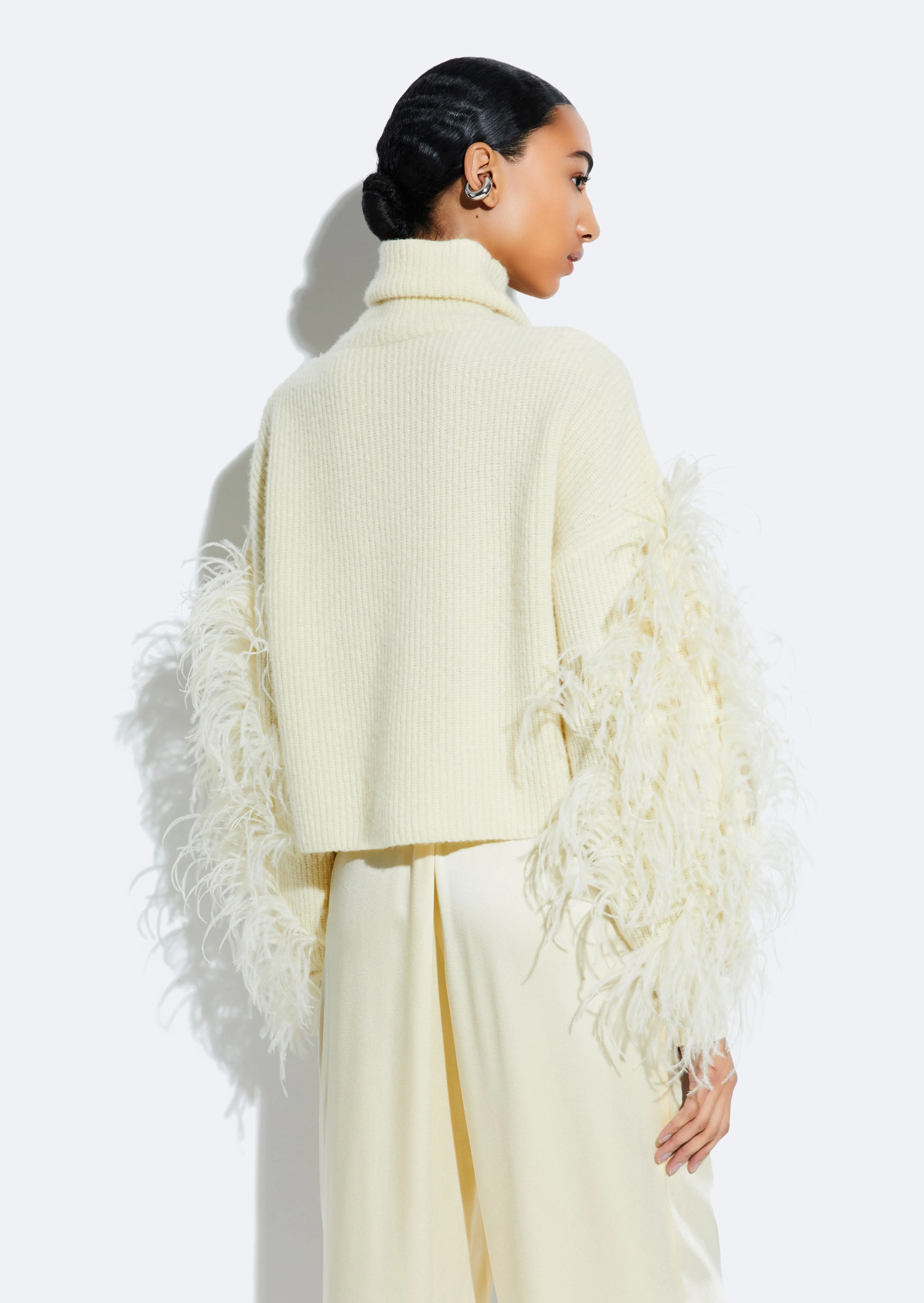 Cashmere Turtleneck Sweater With Feathers sold by LAPOINTE product image thumbnail 2