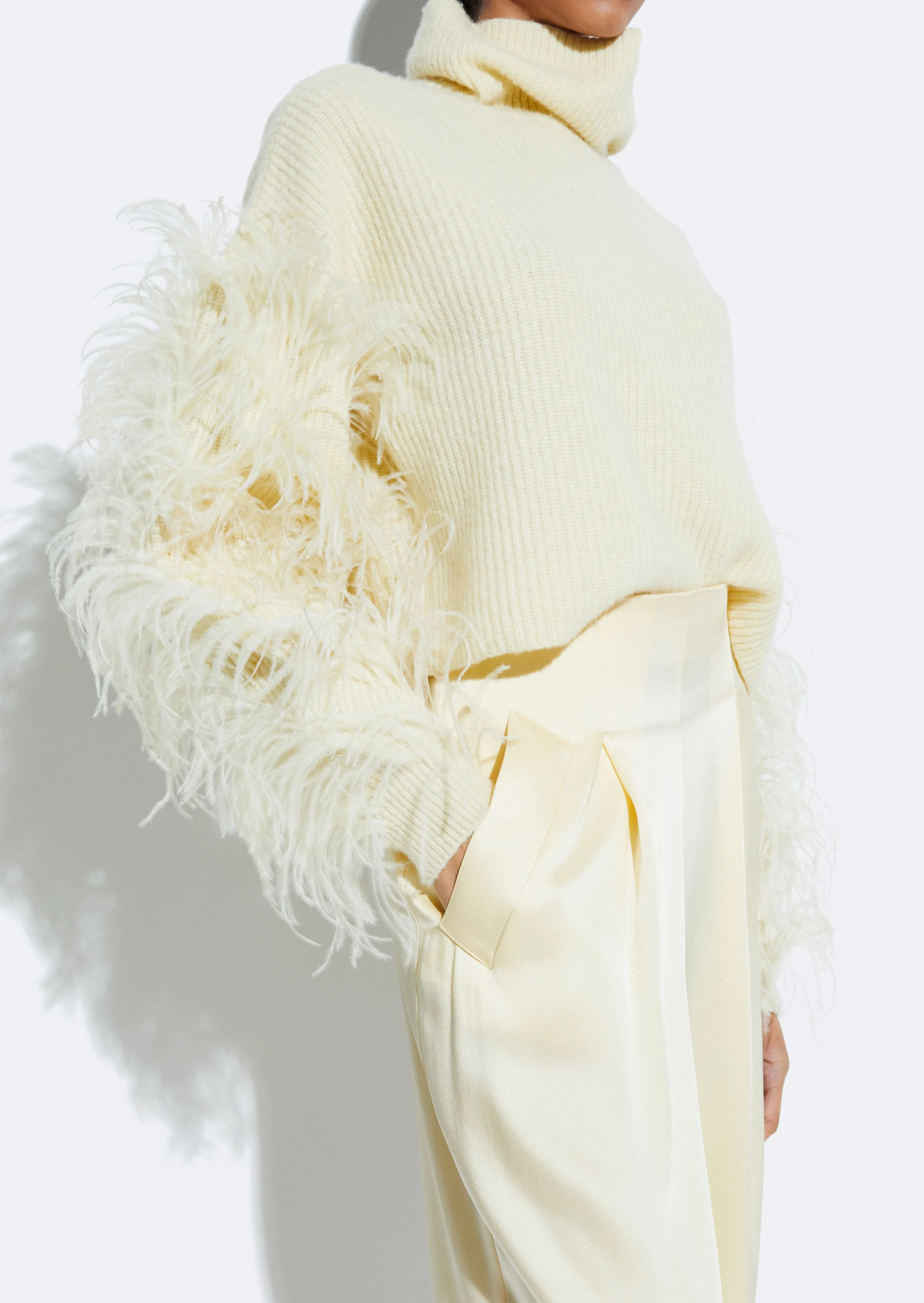Cashmere Turtleneck Sweater With Feathers sold by LAPOINTE product image thumbnail 3