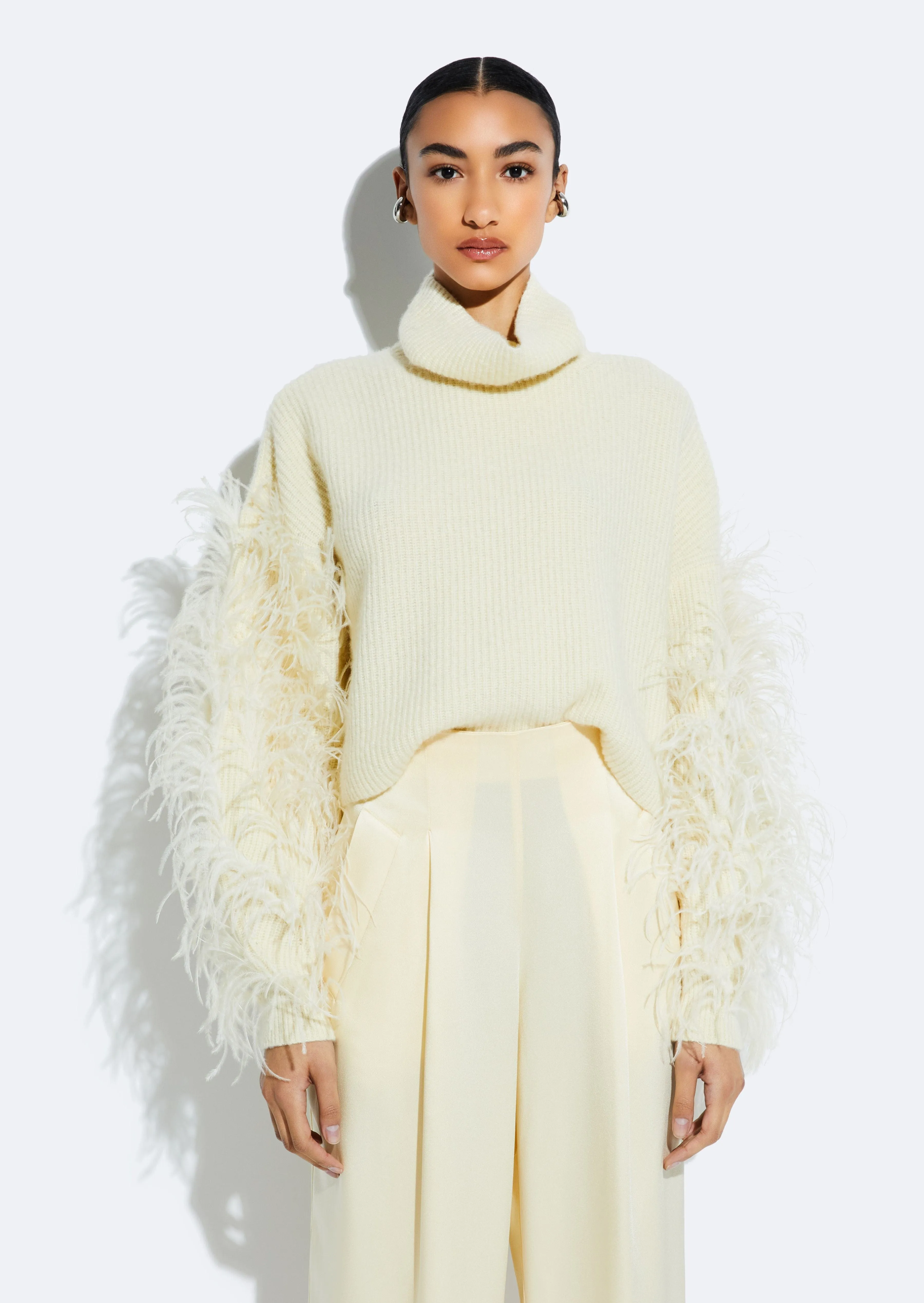 Cashmere Turtleneck Sweater With Feathers sold by LAPOINTE