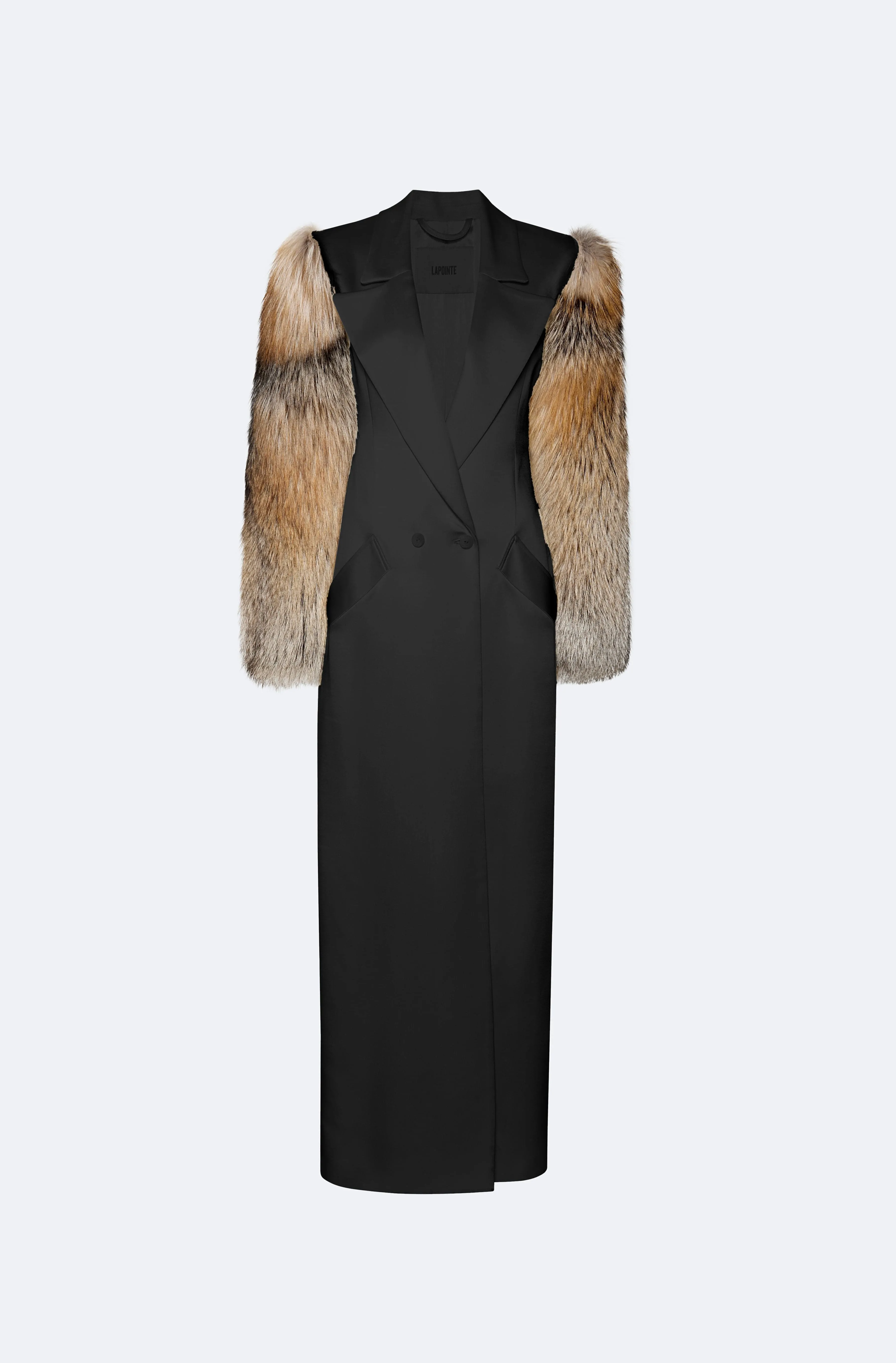 Satin Double Breasted Coat With Fur sold by LAPOINTE product image thumbnail 4