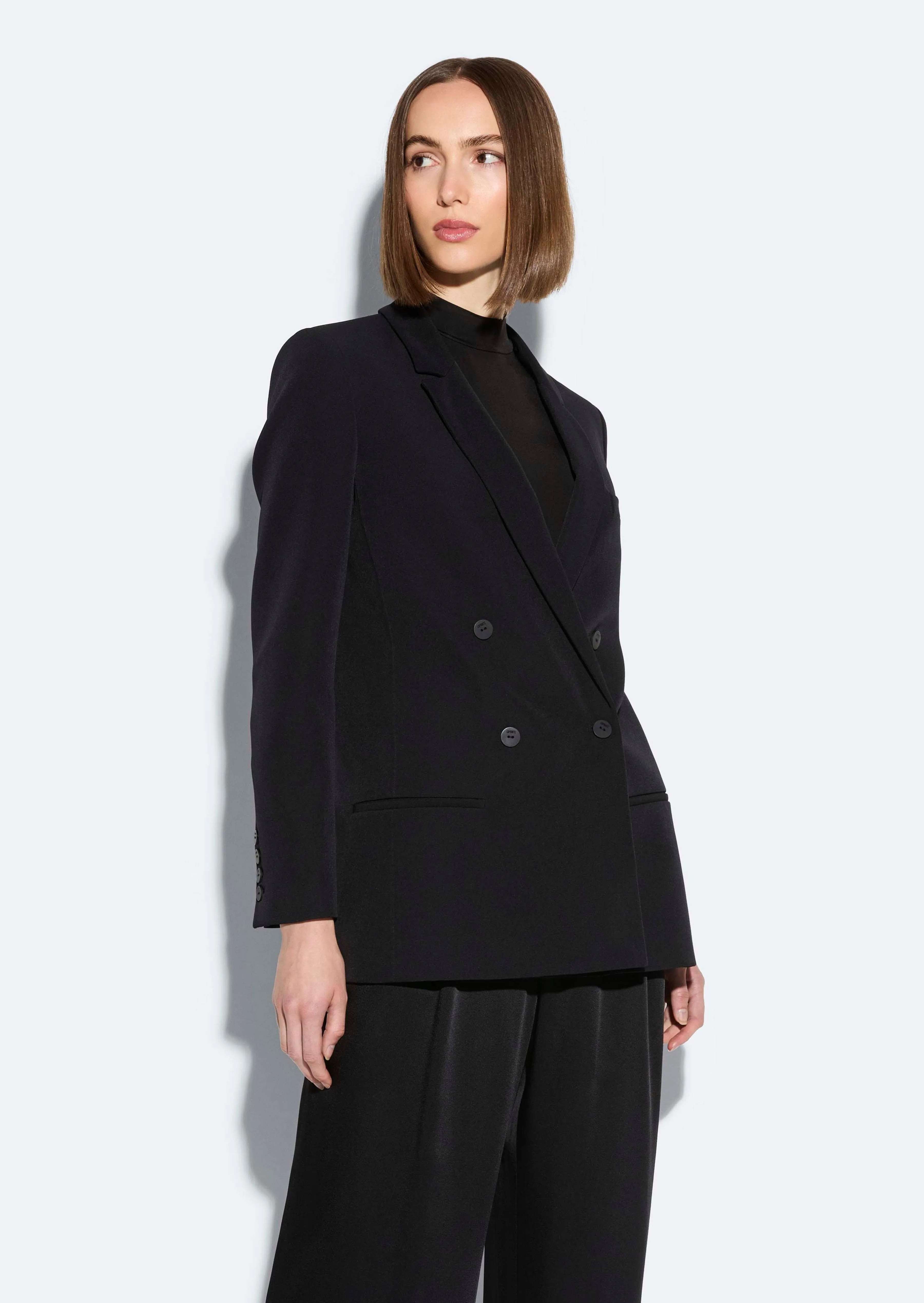 Matte Crepe Double Breasted Blazer sold by LAPOINTE