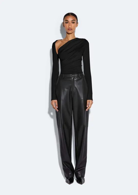 Stretch Faux Leather Tapered Trouser made by LAPOINTE