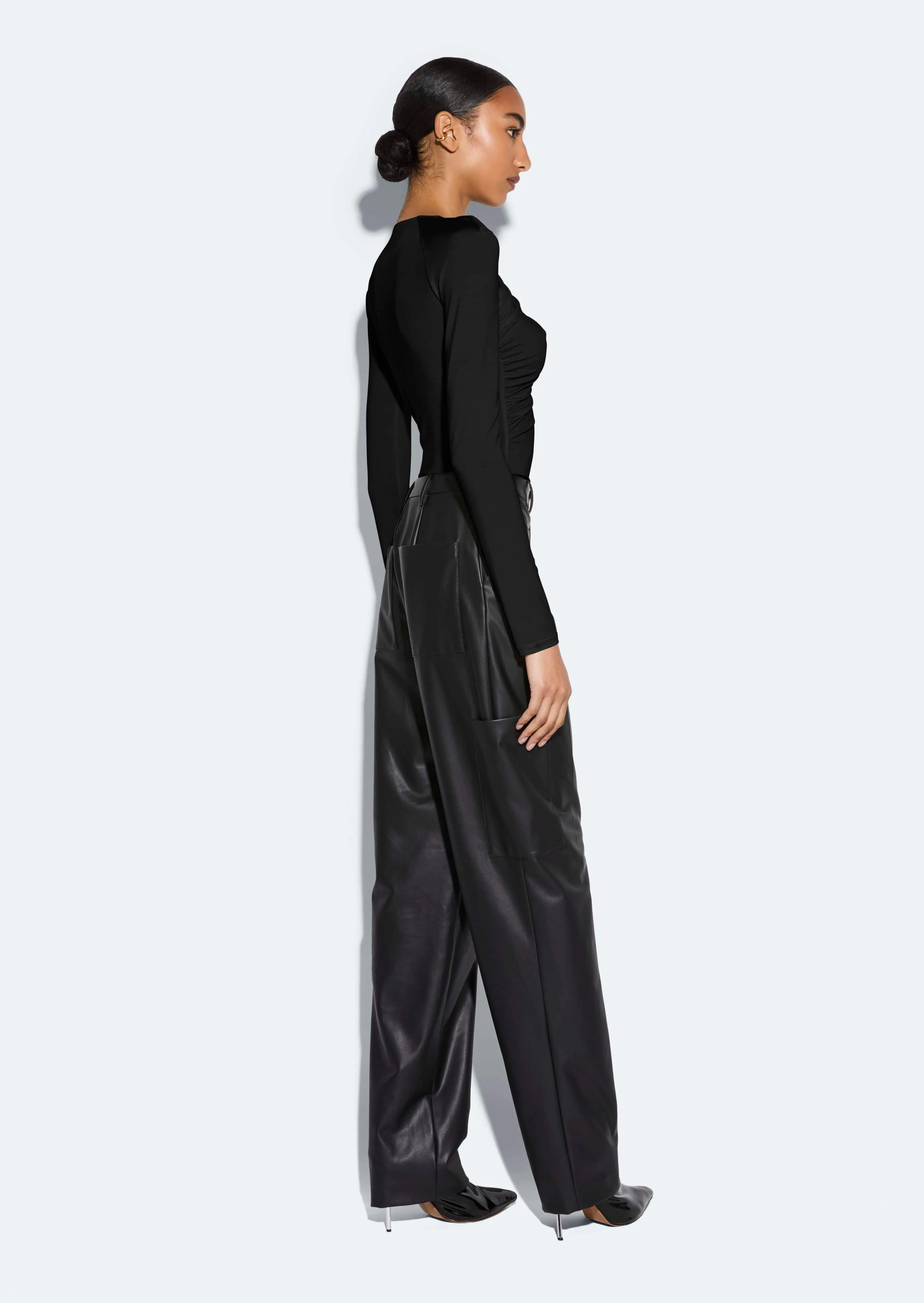 Stretch Faux Leather Tapered Trouser sold by LAPOINTE product image thumbnail 2