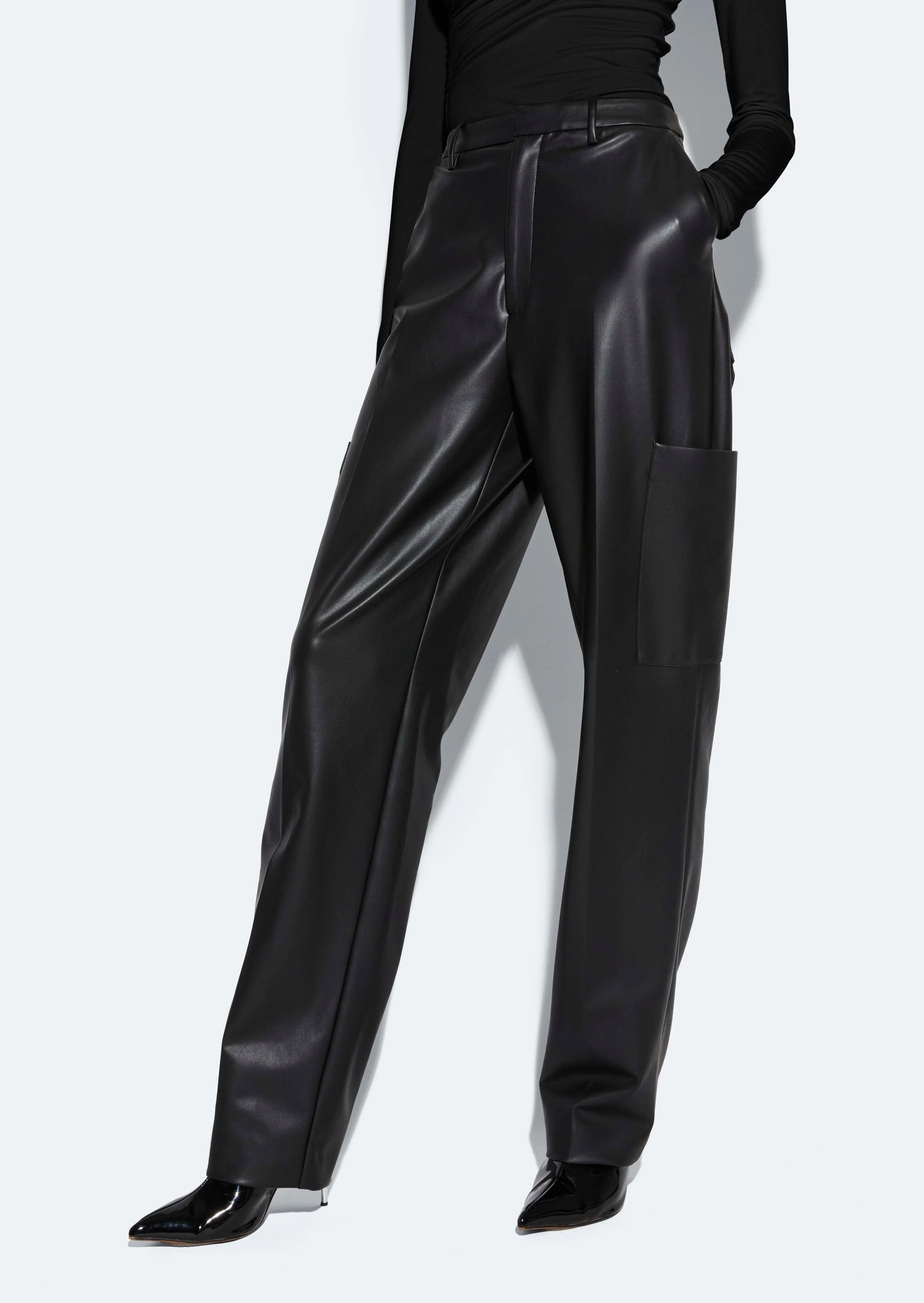 Stretch Faux Leather Tapered Trouser sold by LAPOINTE product image thumbnail 3