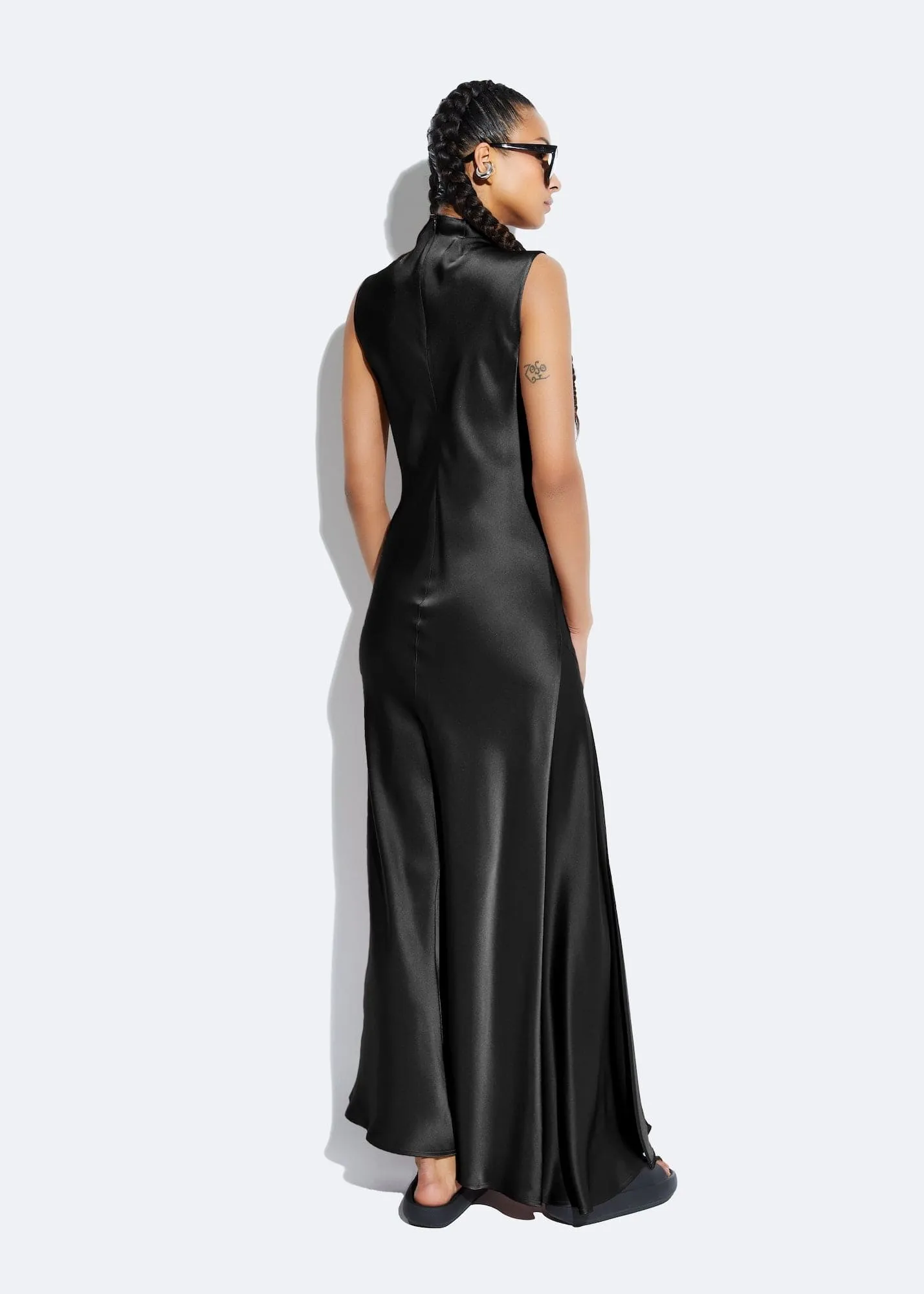 Satin Drape Neck Sleeveless Dress sold by LAPOINTE product image thumbnail 2