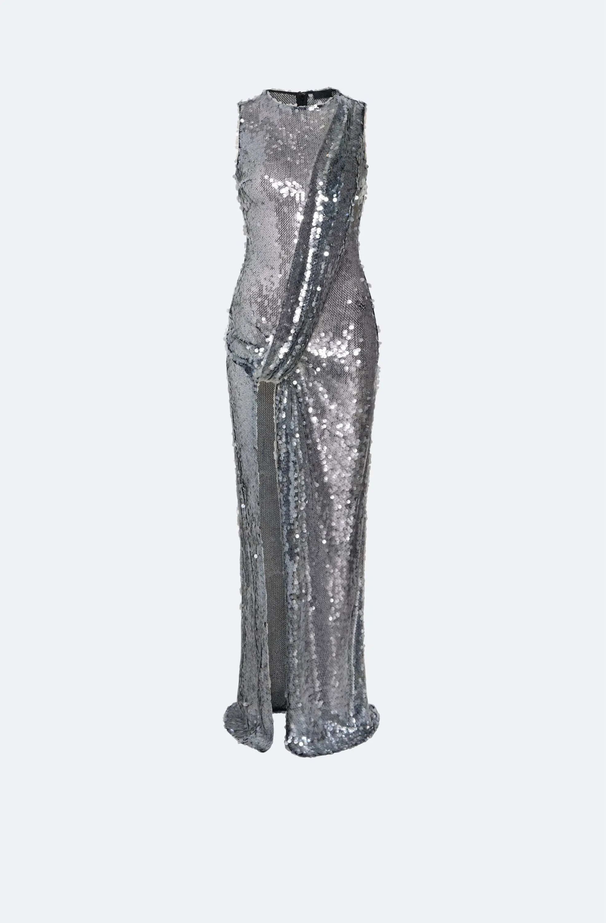 Mesh Sequin Sleeveless Gown With Sash sold by LAPOINTE product image thumbnail 5