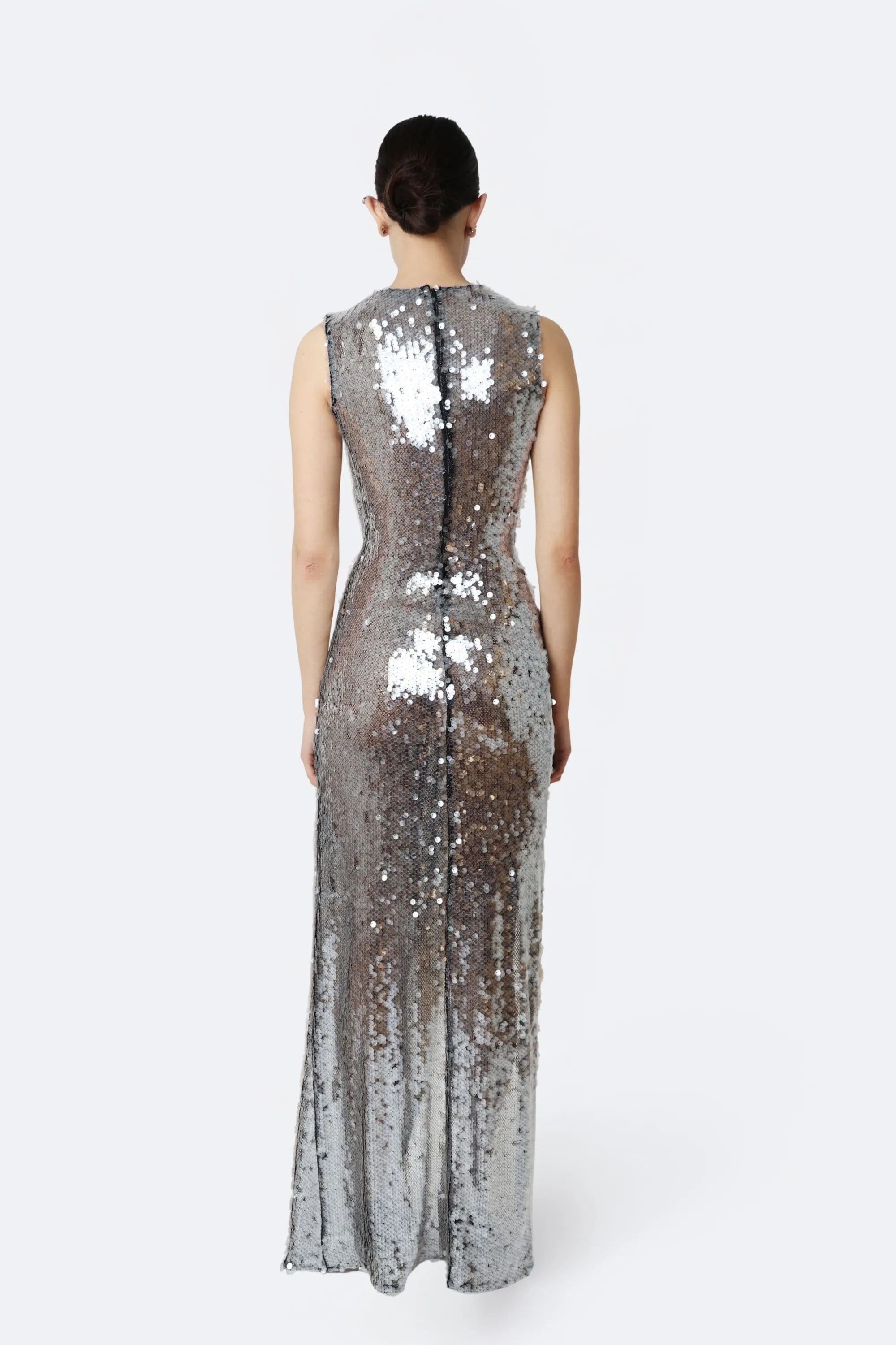 Mesh Sequin Sleeveless Gown With Sash sold by LAPOINTE product image thumbnail 2