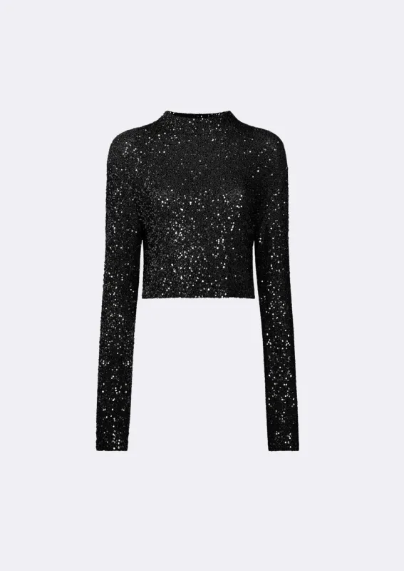 Sequin Cashmere Cropped Top made by LAPOINTE