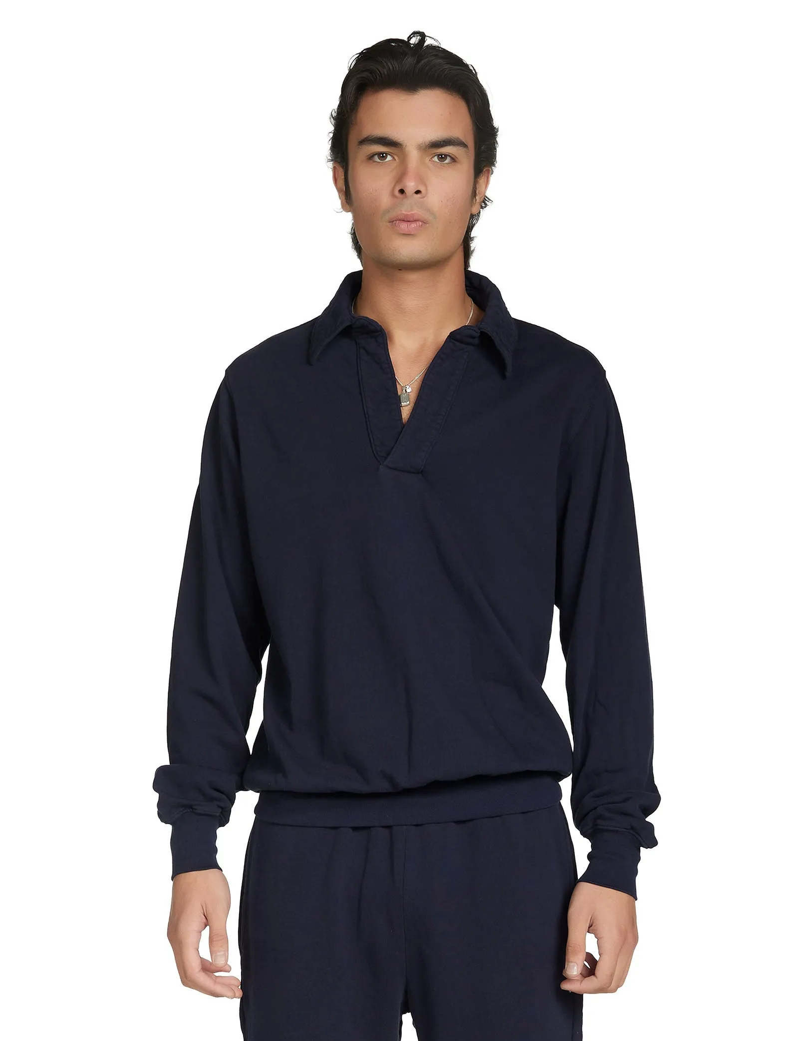 French Terry Banded Polo sold by LES TIEN