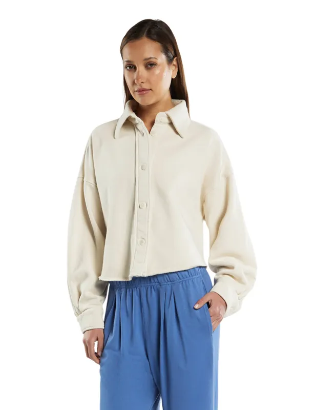 Phoebe Oversized Crop Button Up made by LES TIEN