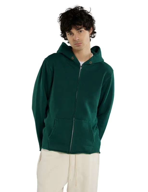 Heavyweight Raw Zip Hoodie made by LES TIEN