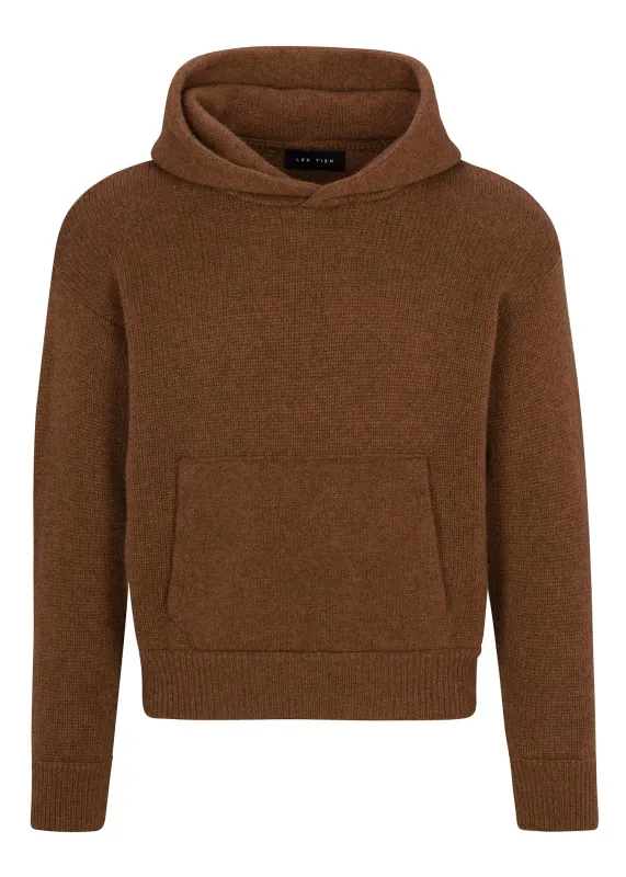 Cable Knit Cashmere Crop Hoodie made by LES TIEN