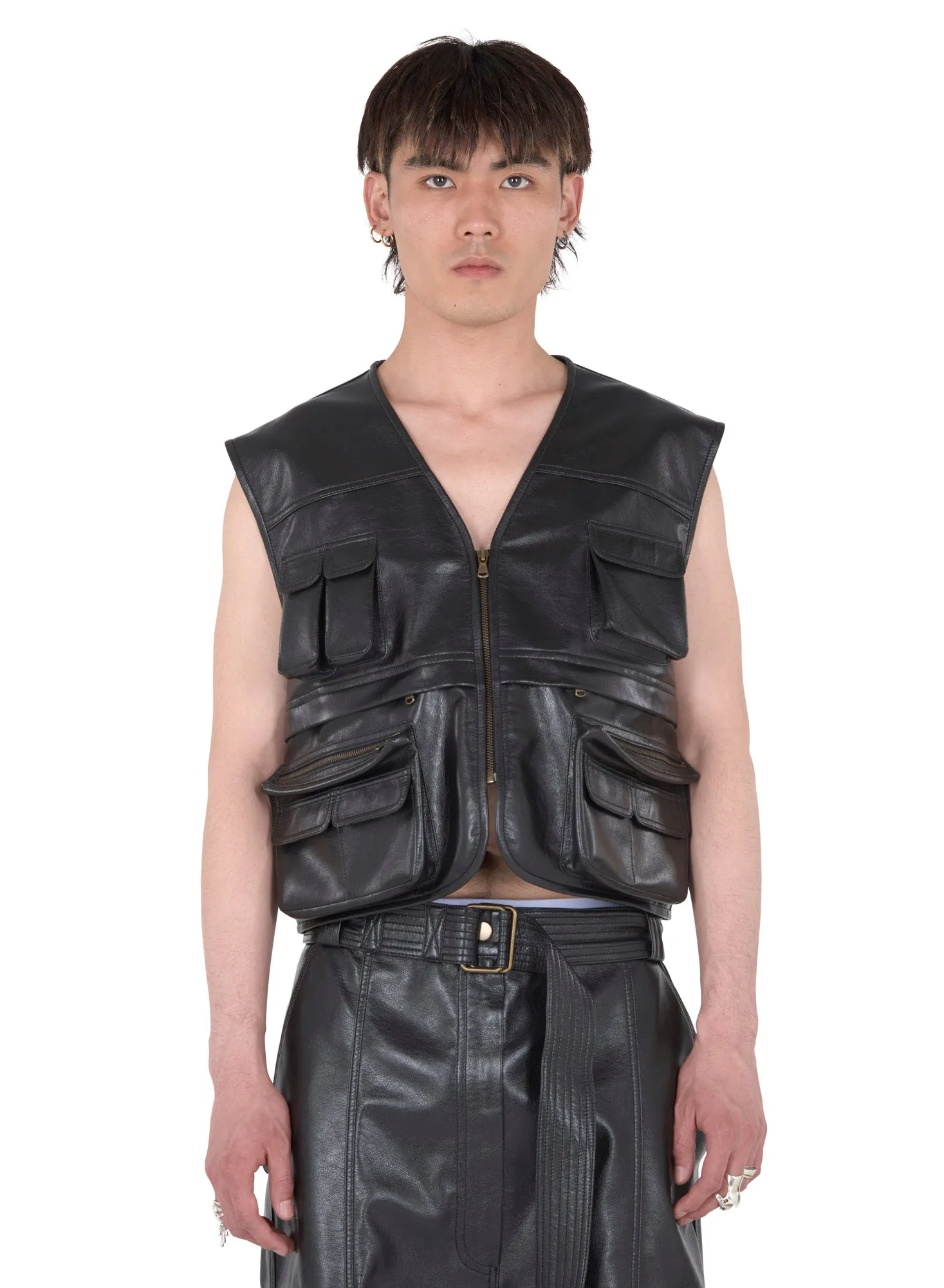 LEATHER CARGO VEST sold by LUU DAN product image thumbnail 3