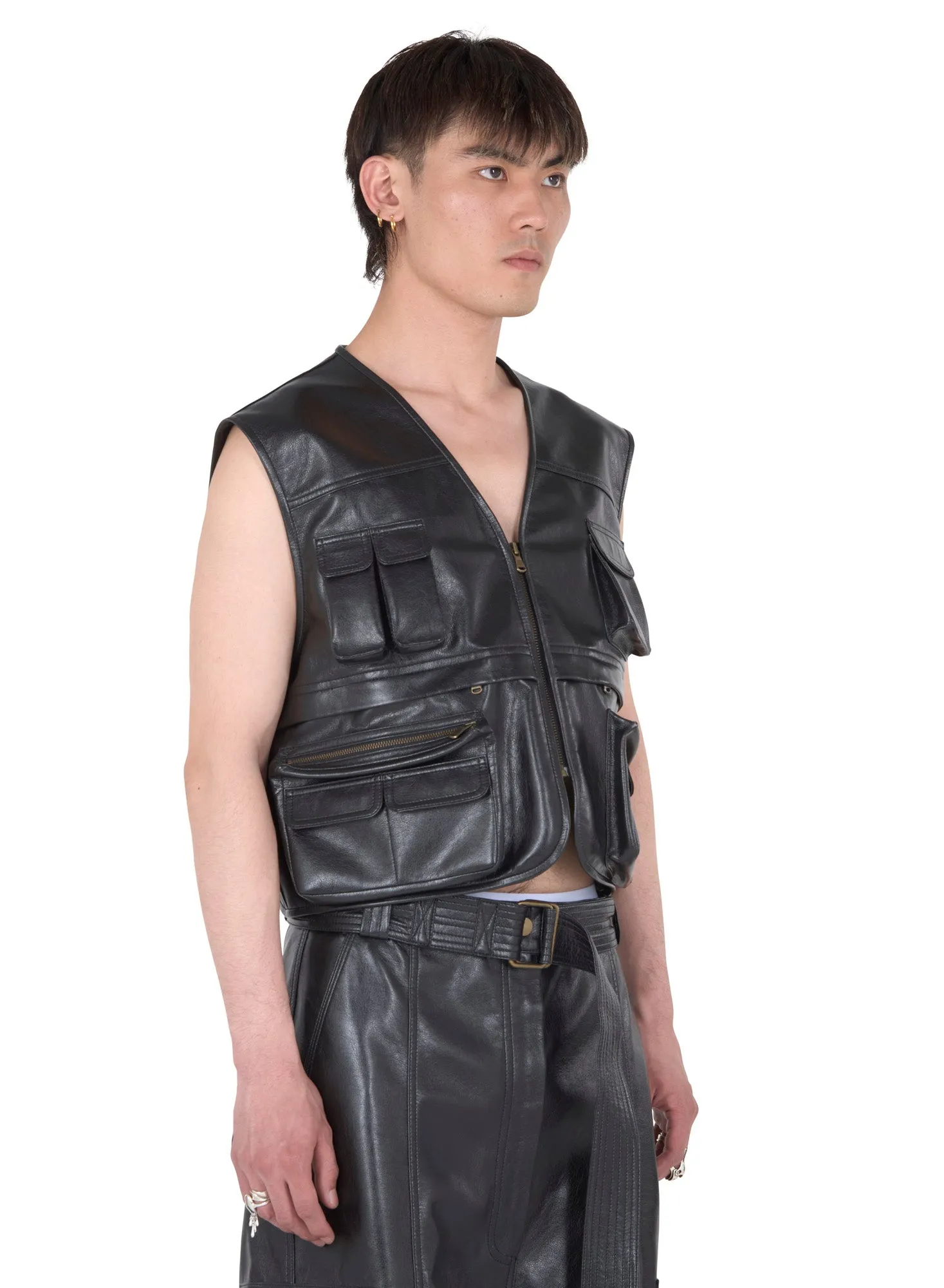LEATHER CARGO VEST sold by LUU DAN product image thumbnail 4