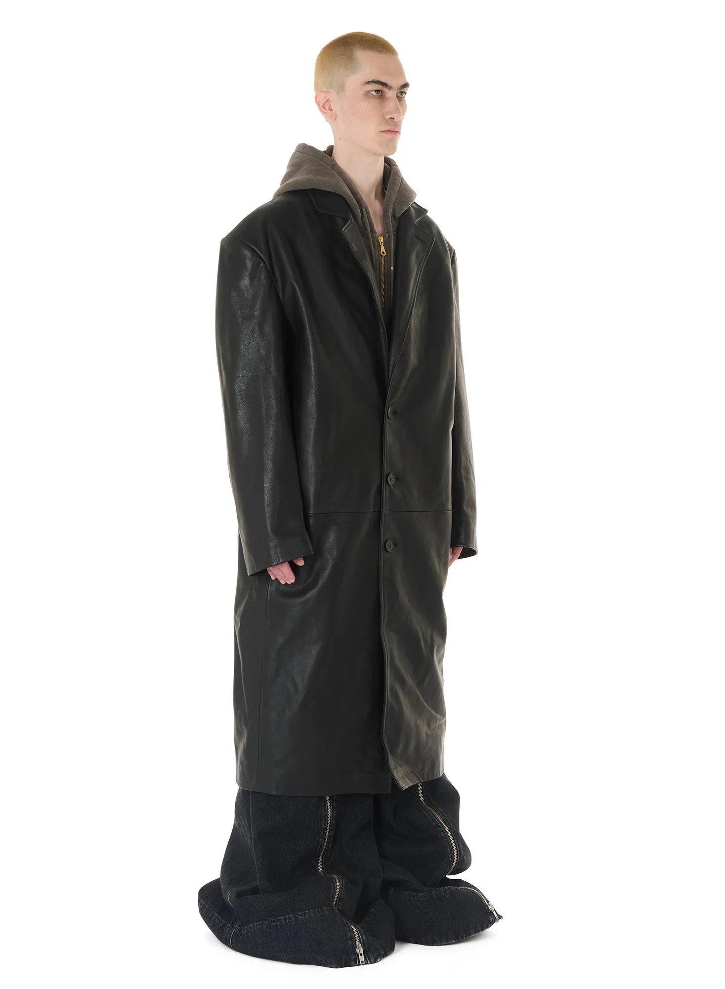 LEATHER CROMBIE COAT sold by LUU DAN product image thumbnail 2
