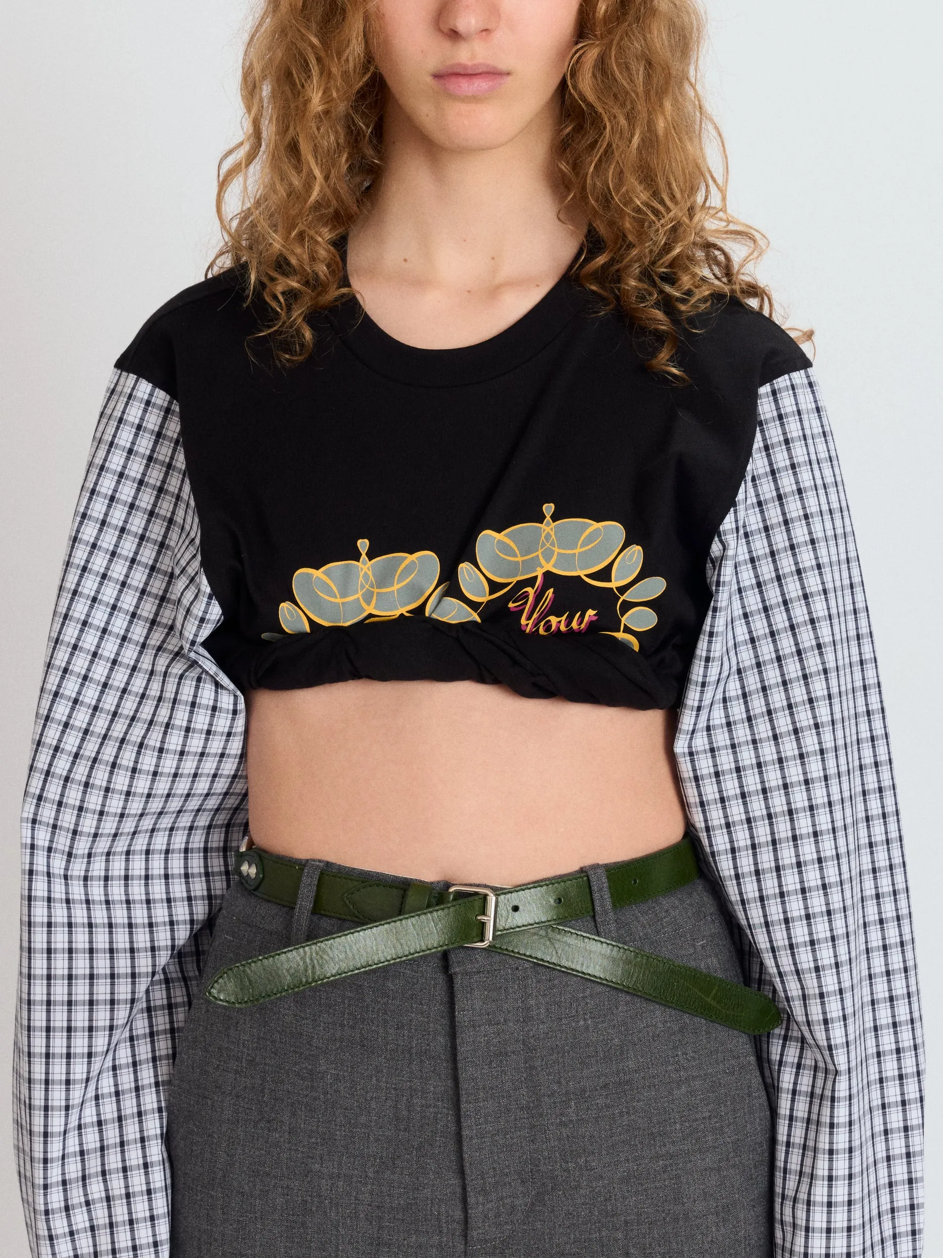 Cropped T-Shirt with Shirting Sleeves sold by Meryll Rogge product image thumbnail 2