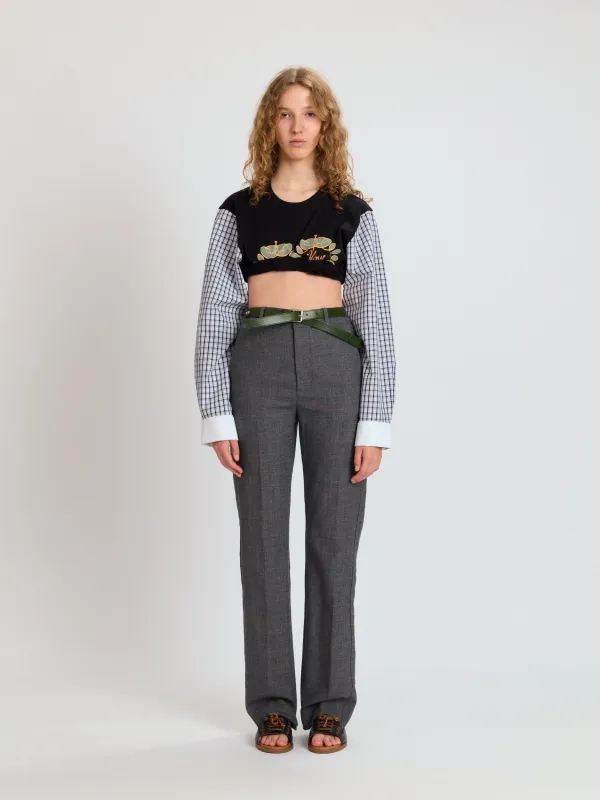 Cropped T-Shirt with Shirting Sleeves made by Meryll Rogge