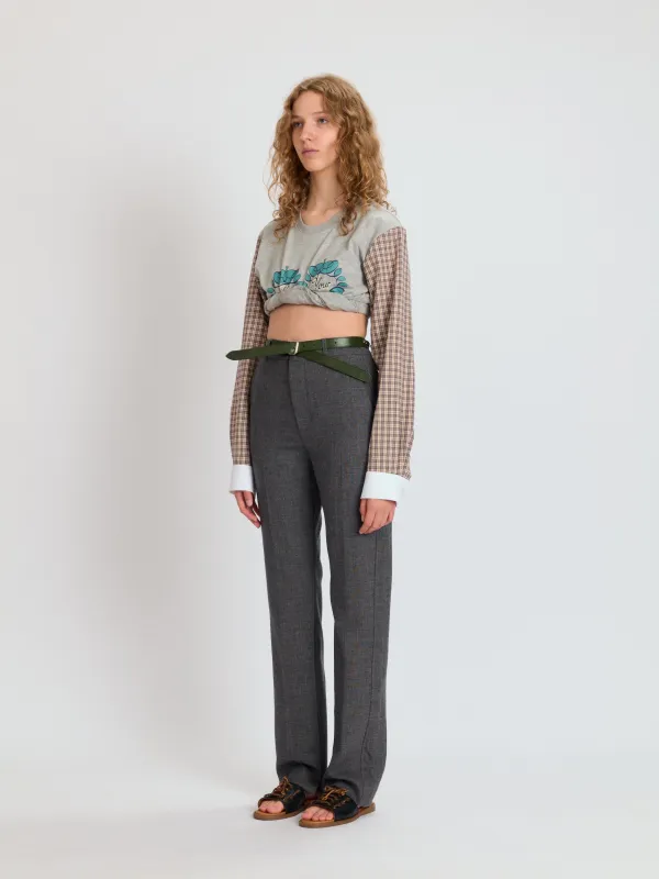 Cropped T-Shirt with Shirting Sleeves made by Meryll Rogge