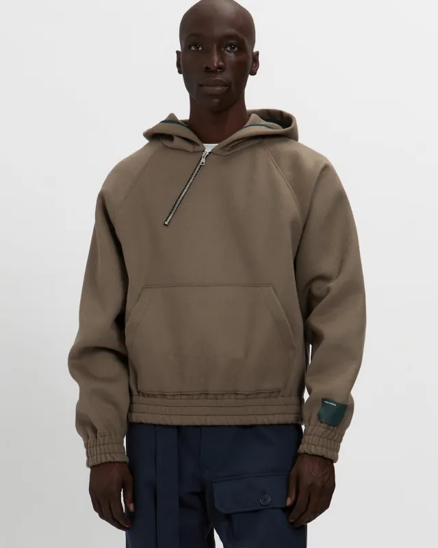 Merino Wool Quarter Zip Hoodie in Warm Grey made by Reese Cooper