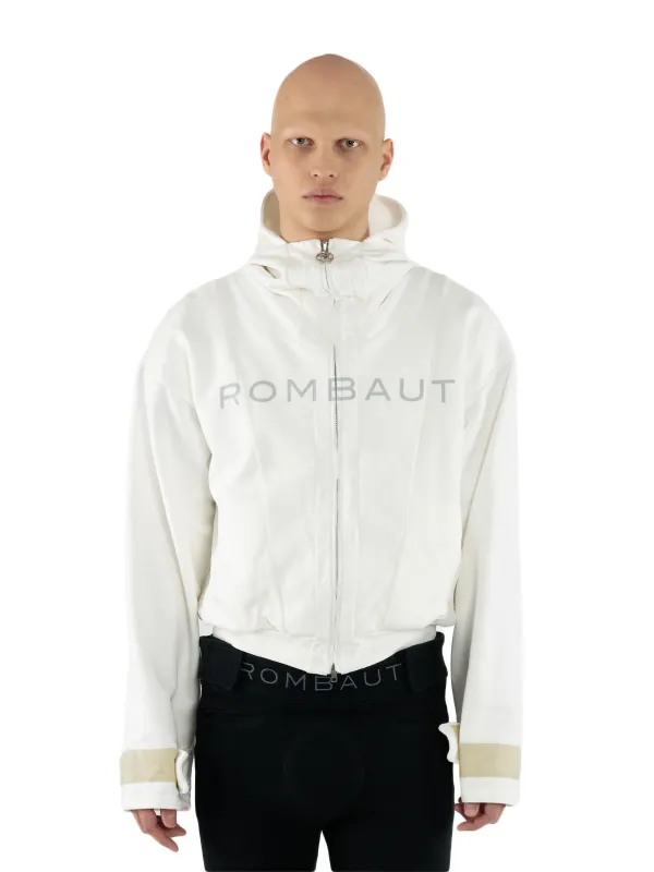ZIPPER HOODIE White made by ROMBAUT