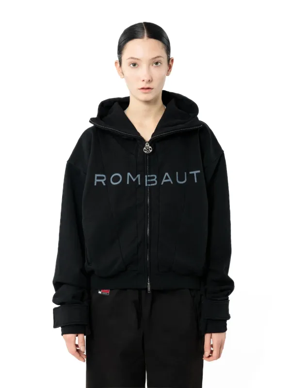 ZIPPER HOODIE Black made by ROMBAUT