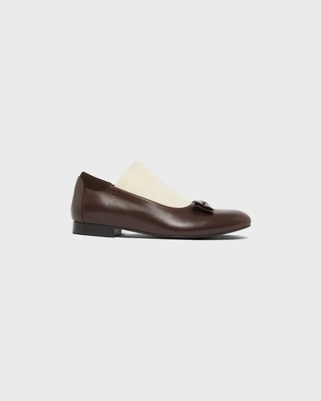 Elastic Opera Shoe in Brown & Ivory made by Stefan Cooke