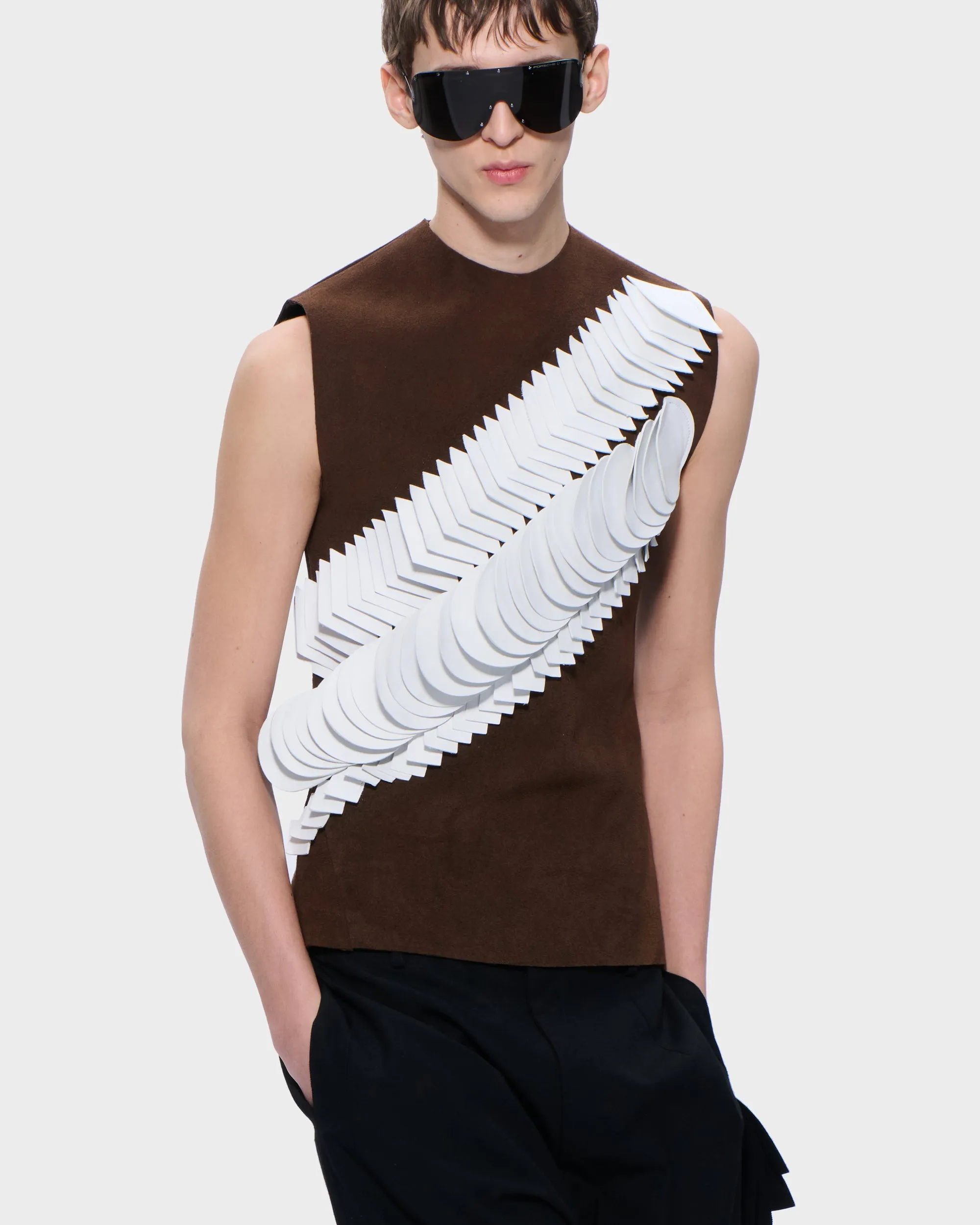 Patch Vest in Brown Suede sold by Stefan Cooke product image thumbnail 3