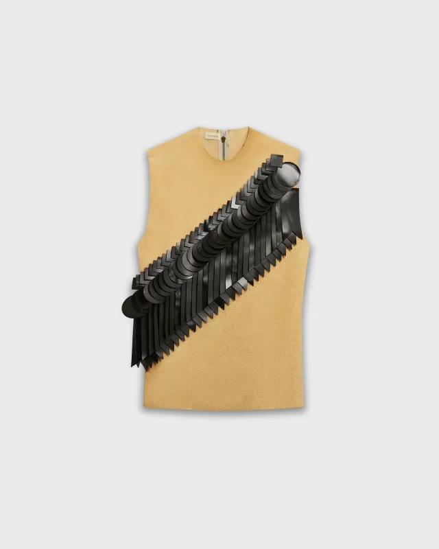 Patch Vest in Sand Suede made by Stefan Cooke