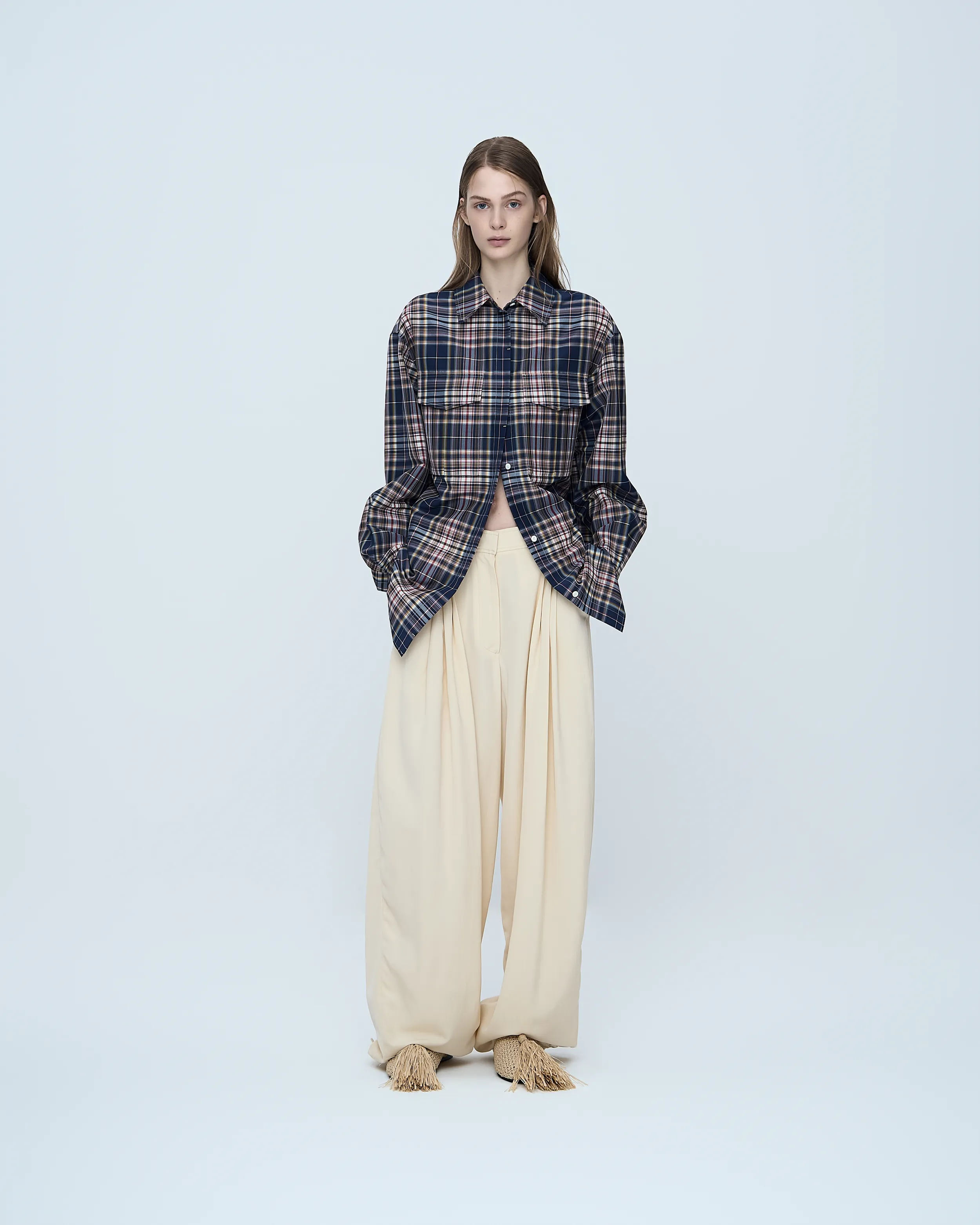 Triple-Tucked Pants sold by SYSTEM
