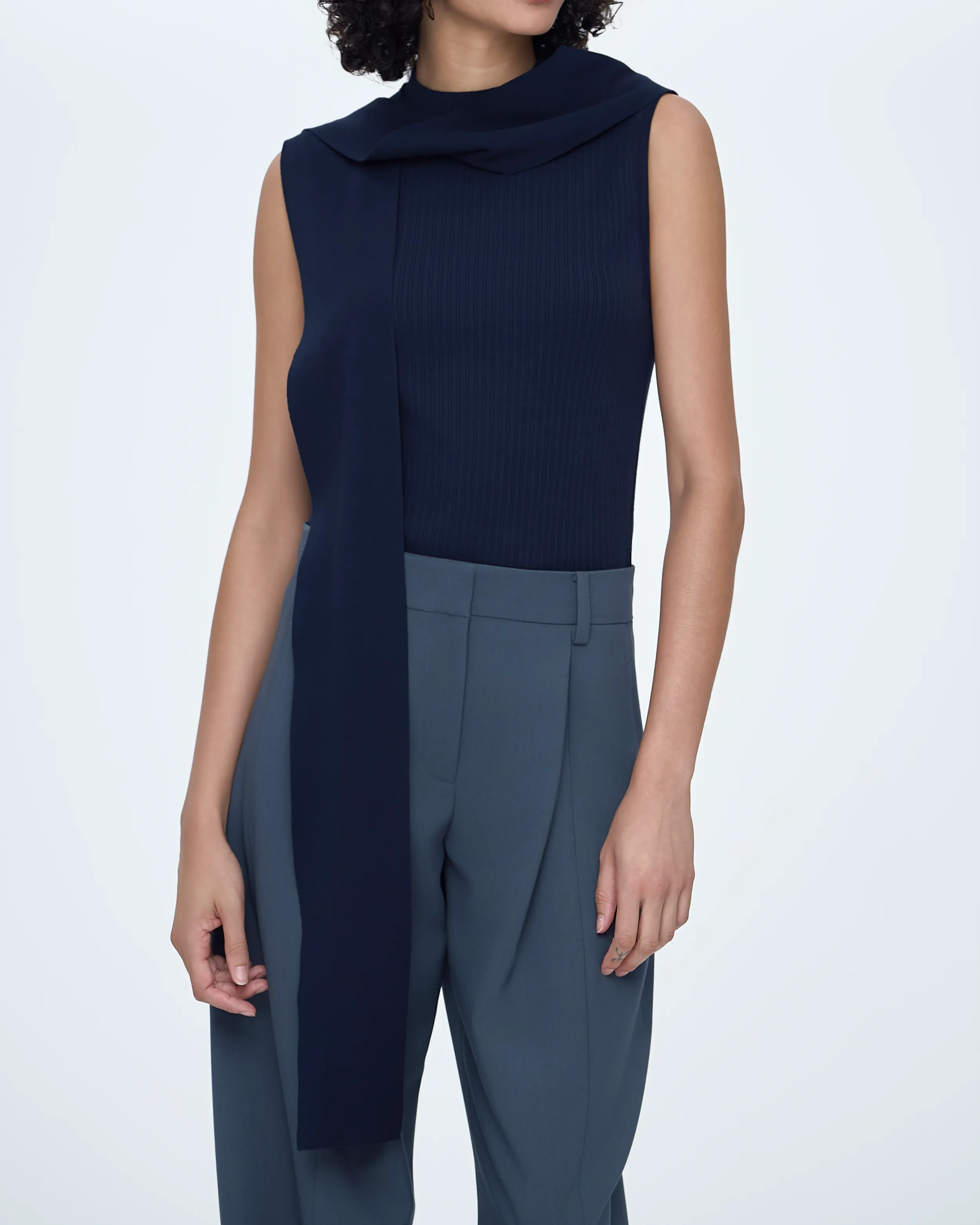 Scarf-Tie Sleeveless Knit Top sold by SYSTEM product image thumbnail 4