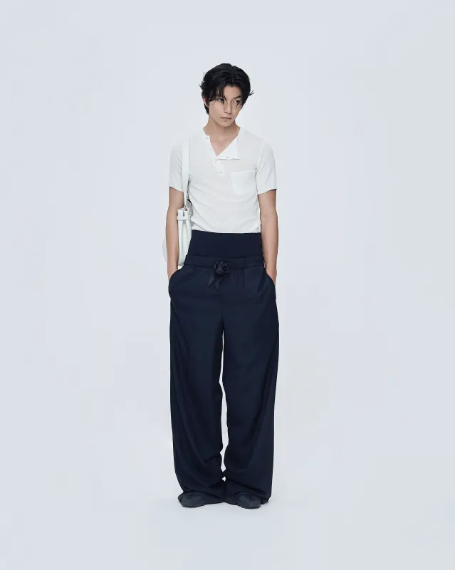 Unbalanced Crew Neck Knit Top made by SYSTEM