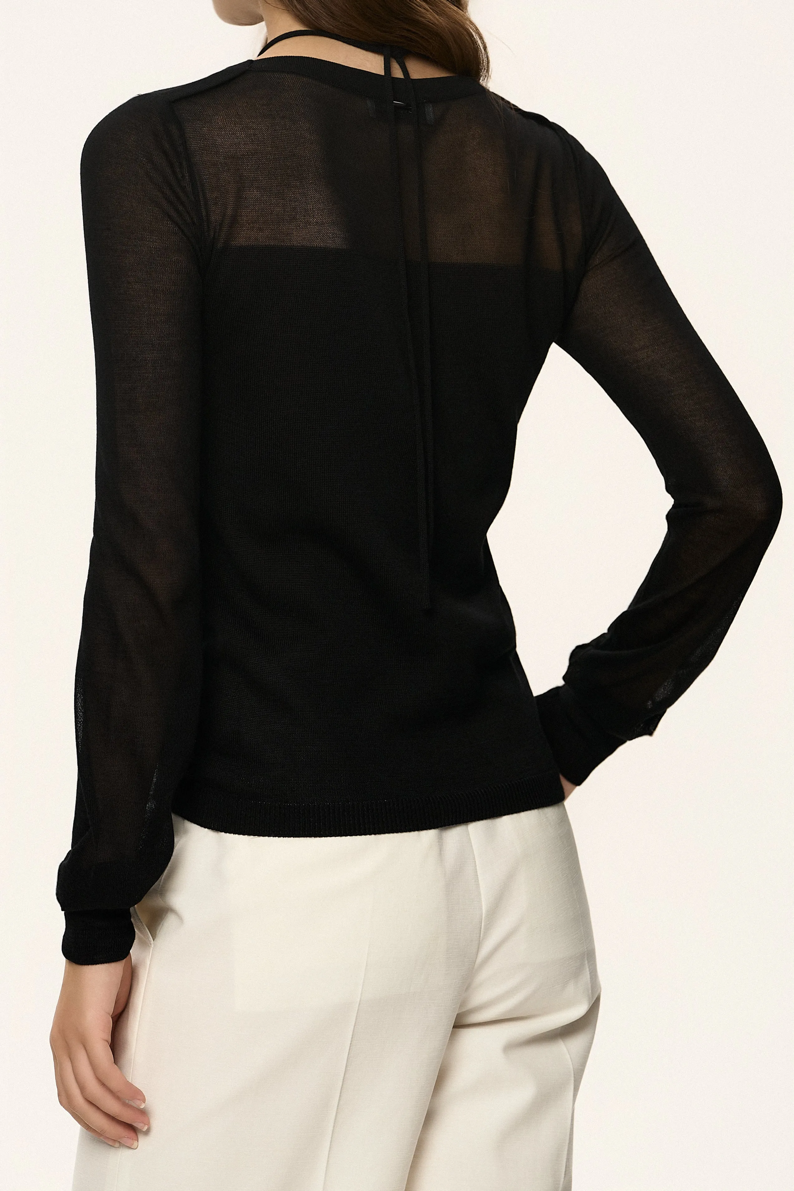 Contrast Panel Sheer Knit Top sold by SYSTEM product image thumbnail 4