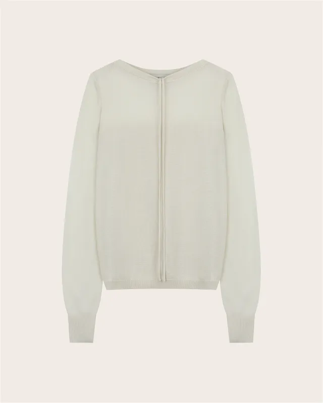 Contrast Panel Sheer Knit Top made by SYSTEM