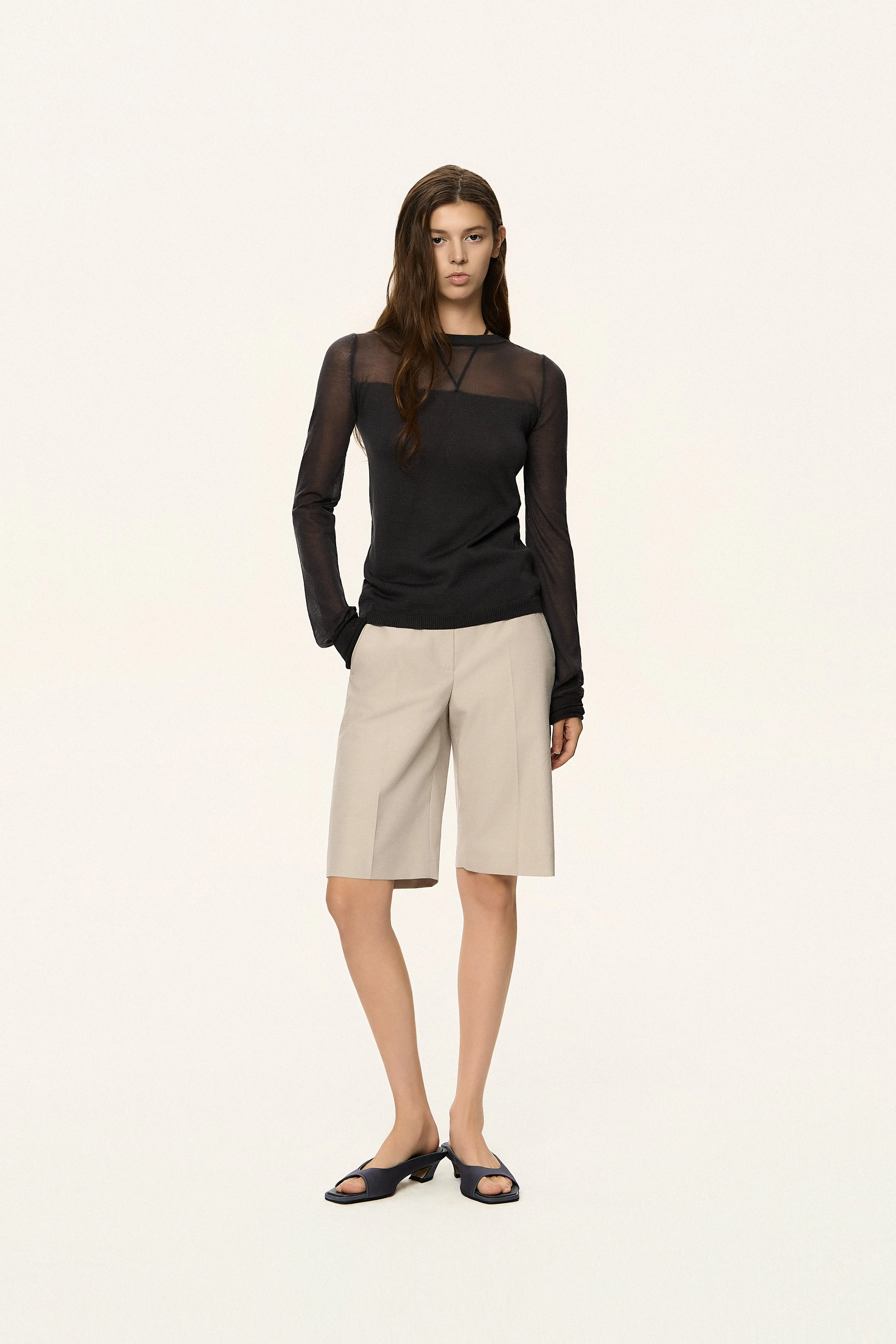 Contrast Panel Sheer Knit Top sold by SYSTEM product image thumbnail 3