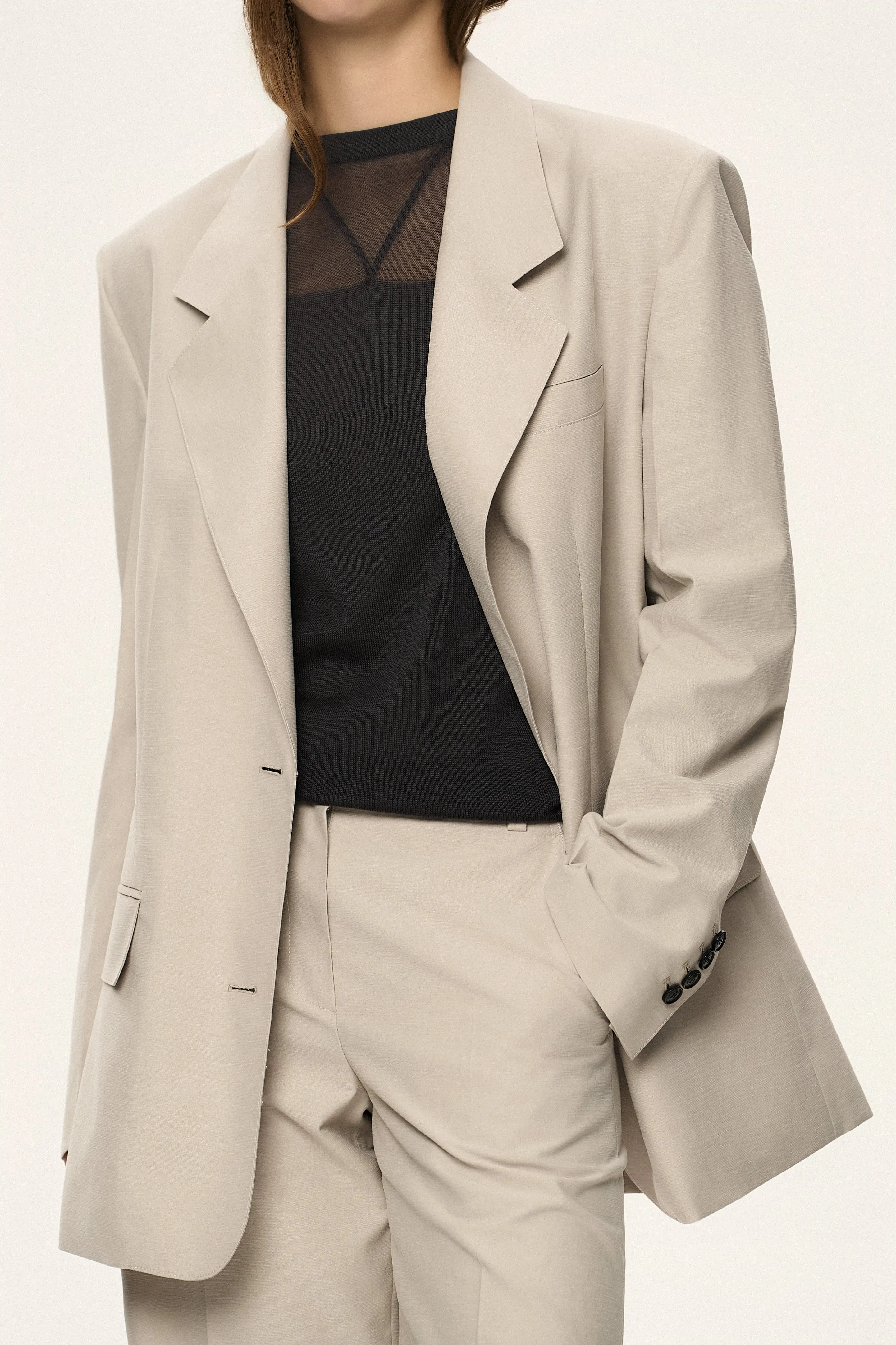 Contrast Panel Sheer Knit Top sold by SYSTEM product image thumbnail 5