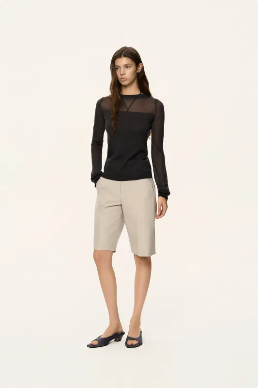 Contrast Panel Sheer Knit Top made by SYSTEM