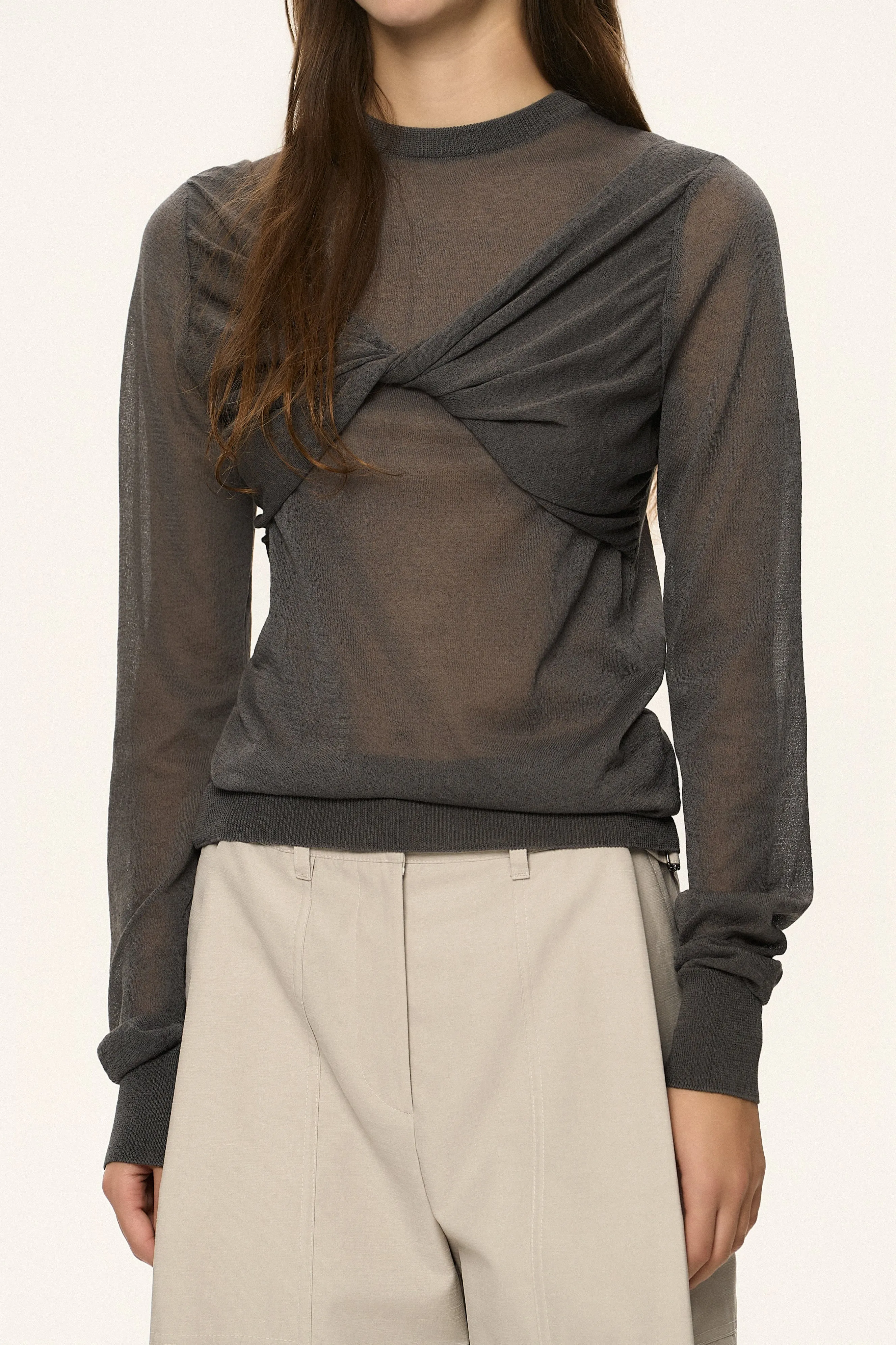 Twisted Sheer Knit Top sold by SYSTEM product image thumbnail 3