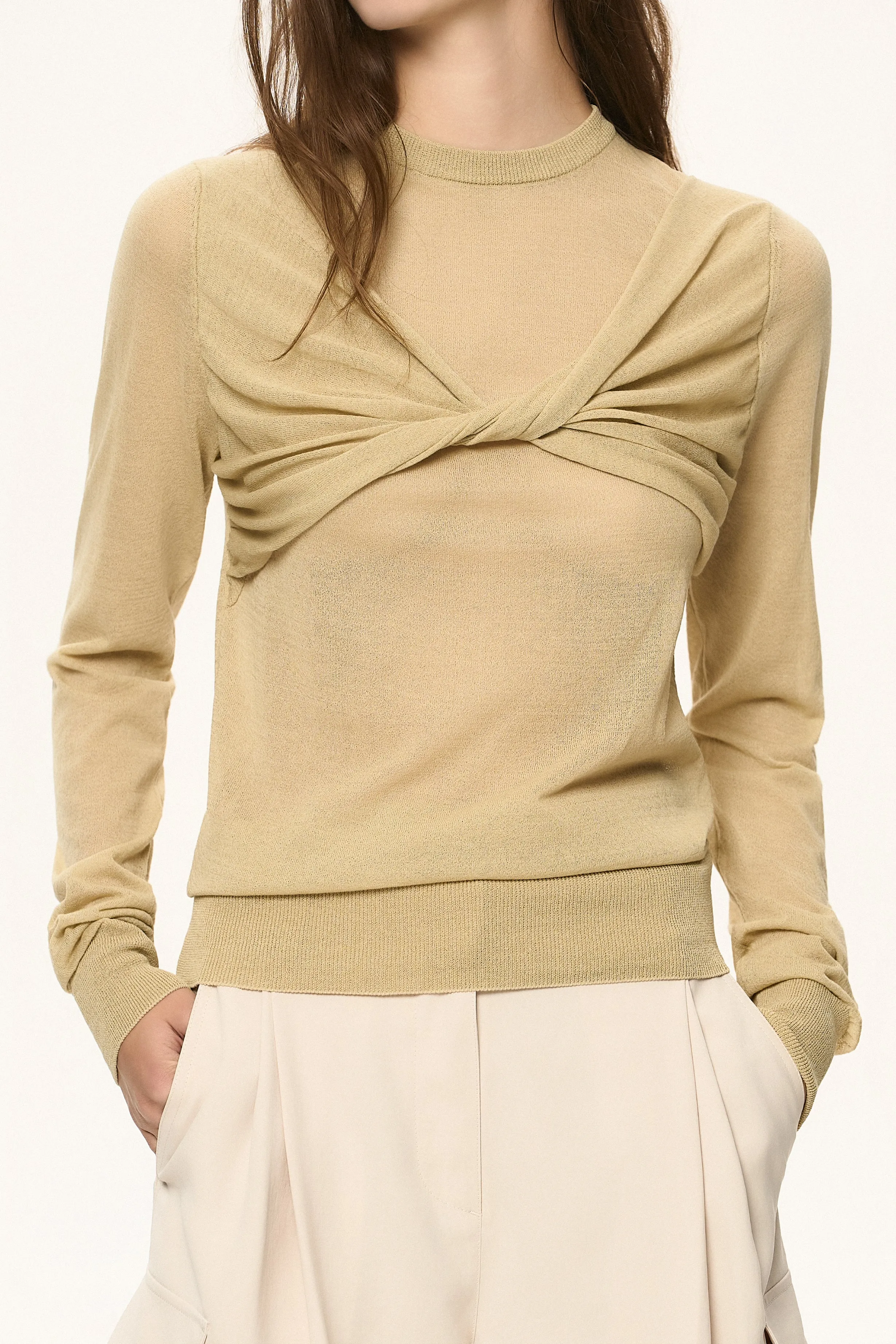 Twisted Sheer Knit Top sold by SYSTEM product image thumbnail 3