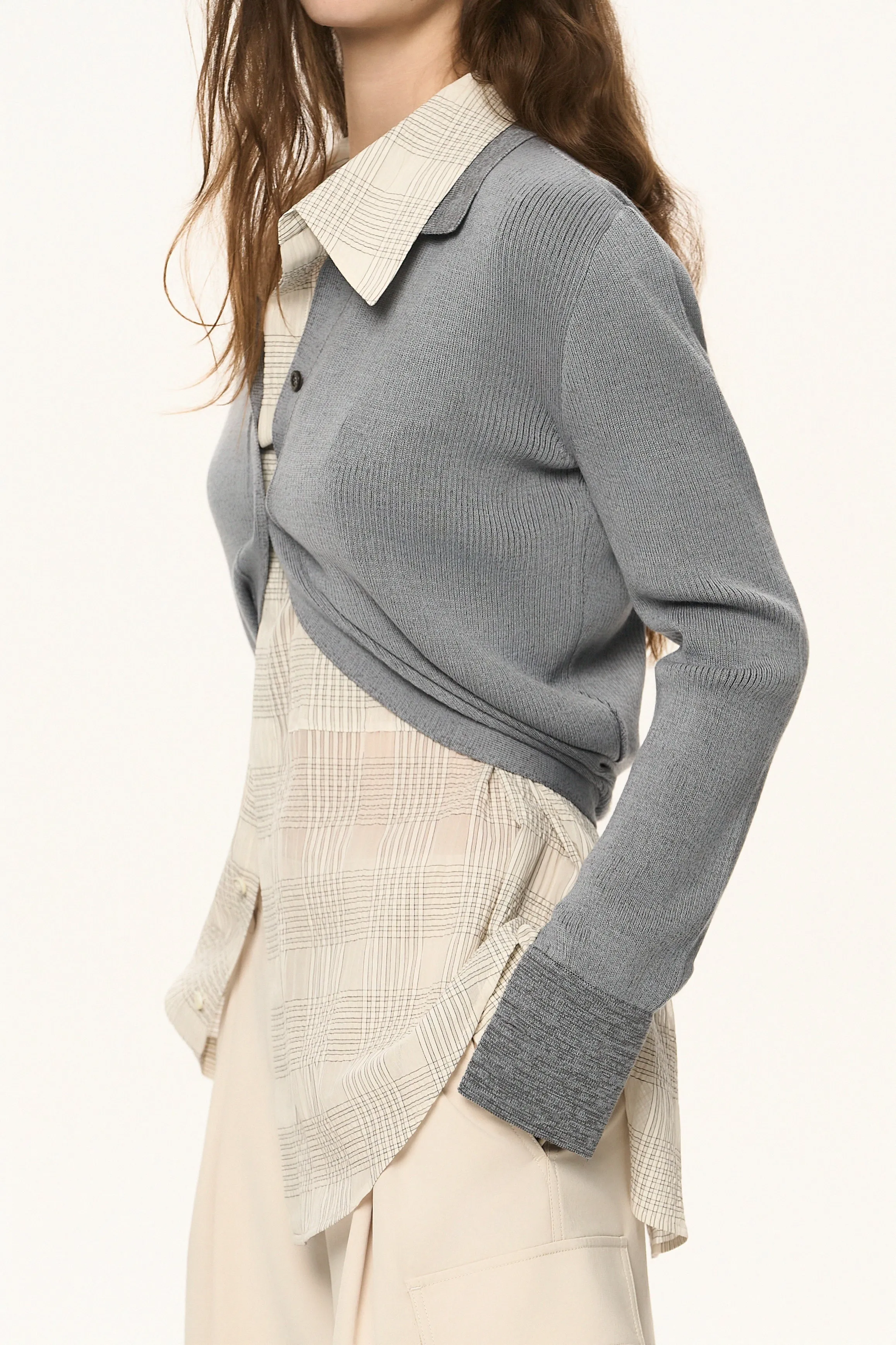 Curved Hem Knit Cardigan sold by SYSTEM product image thumbnail 5