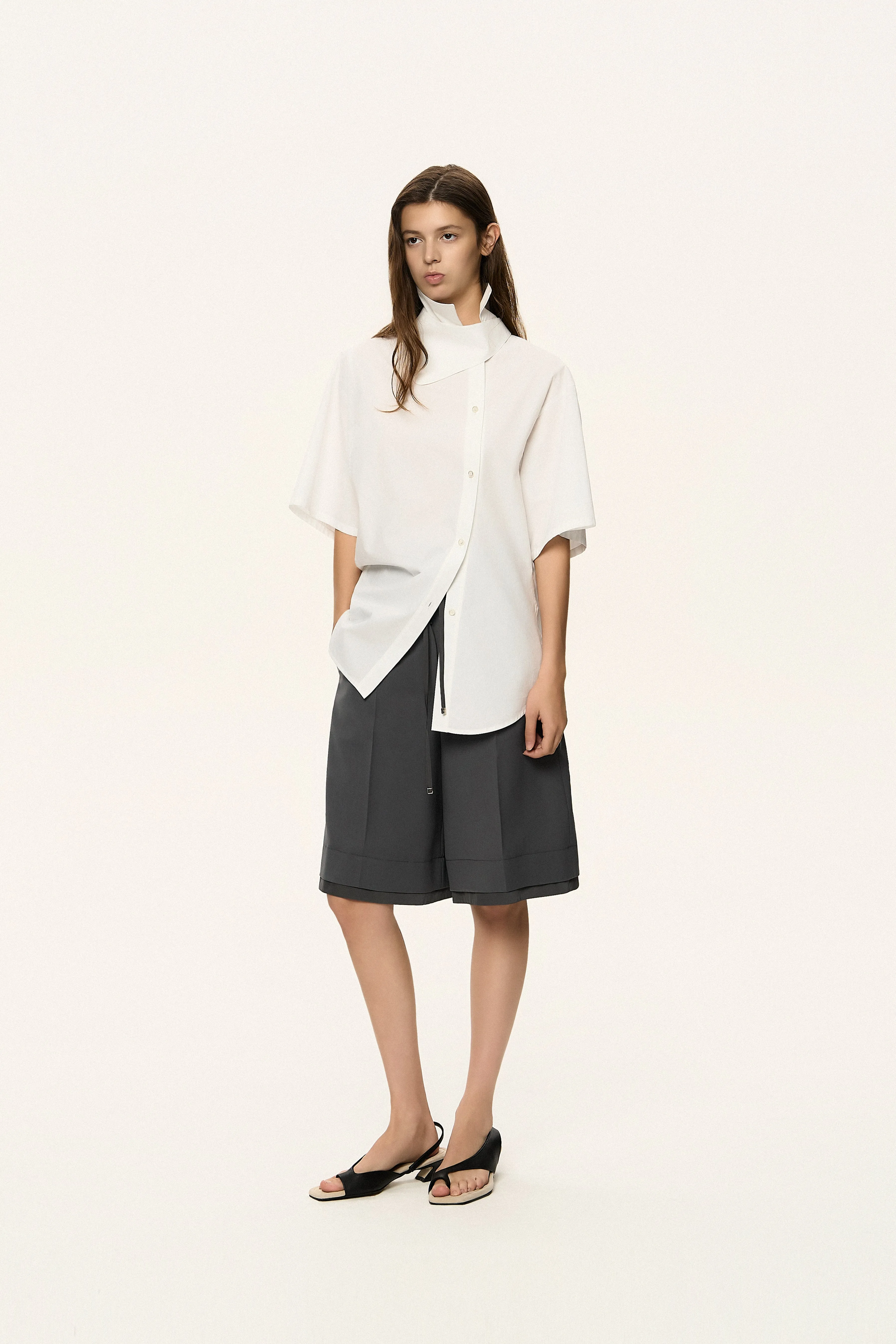 Asymmetric Button-Up Shirt sold by SYSTEM