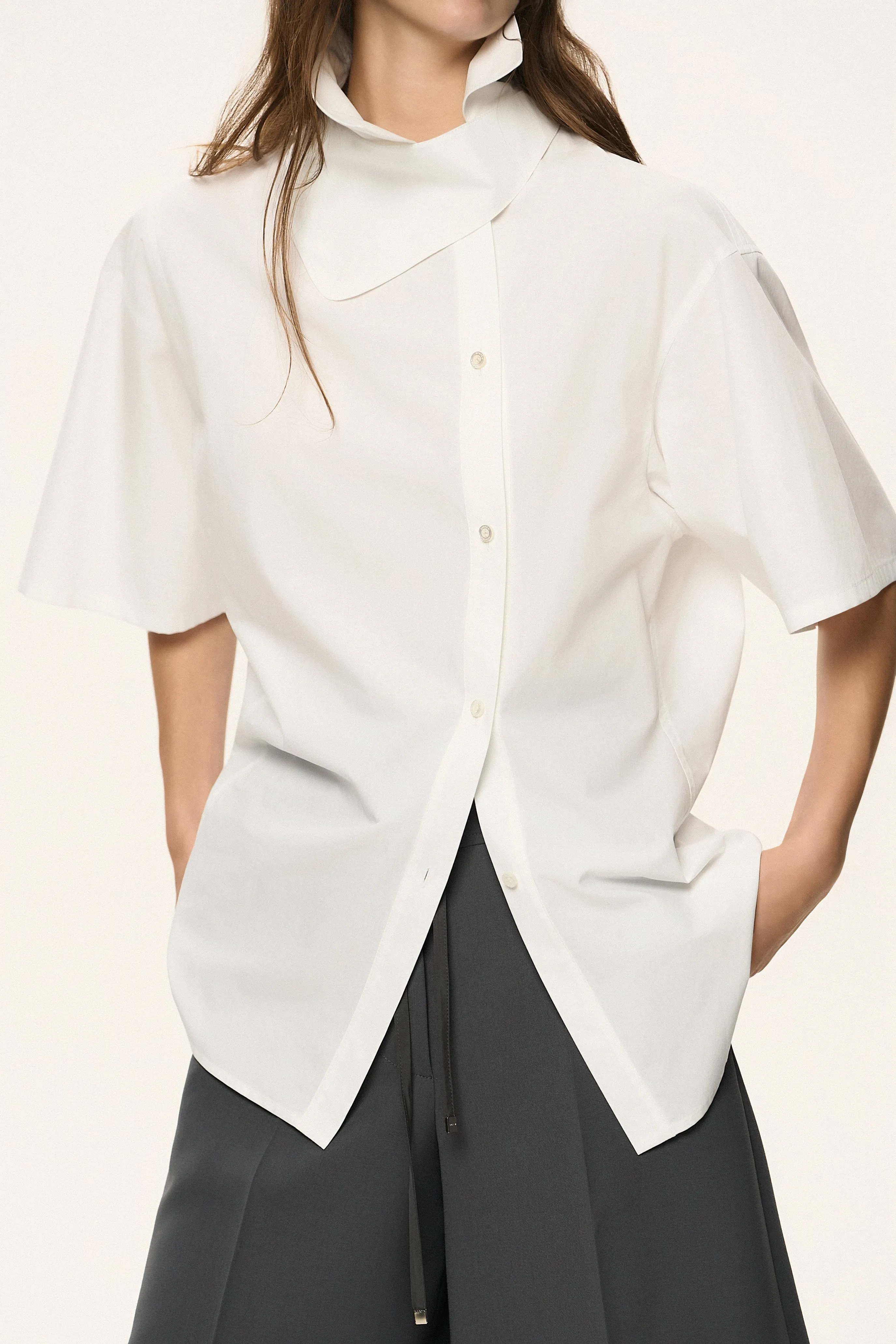 Asymmetric Button-Up Shirt sold by SYSTEM product image thumbnail 4
