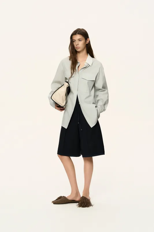 Contrast Collar Shirt made by SYSTEM