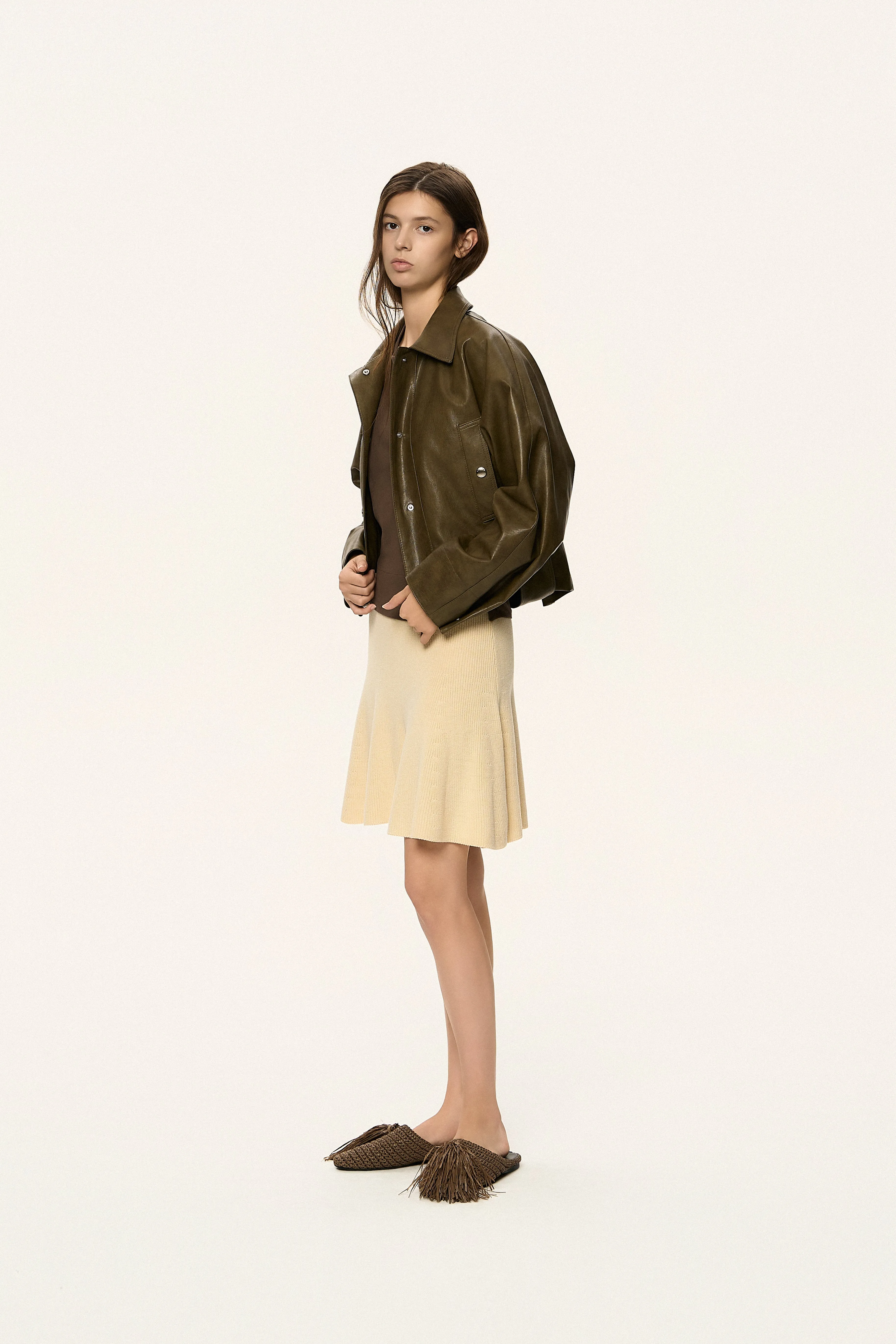 Tie-Waist Coated Jacket sold by SYSTEM