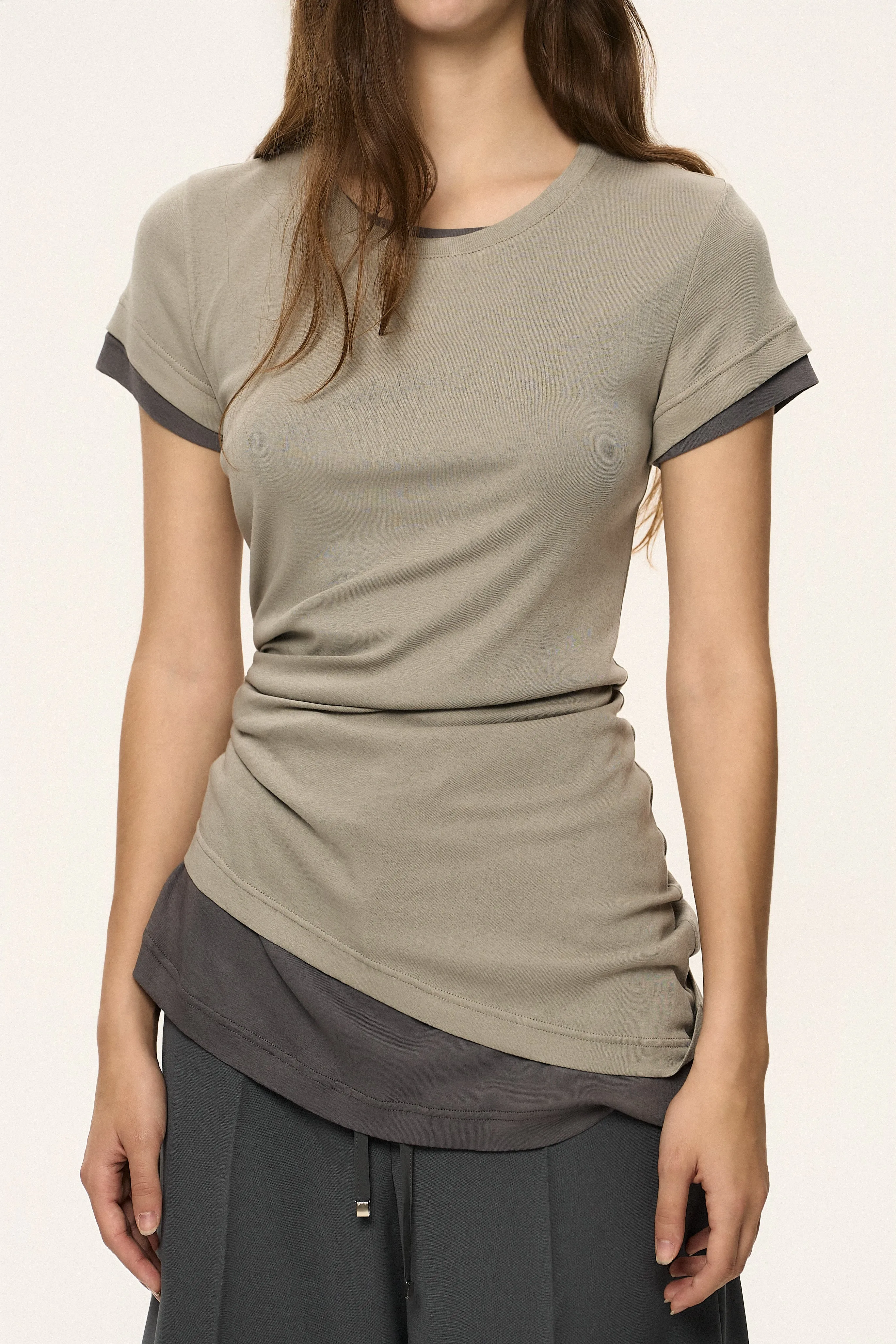 Twist Detail Layered T-Shirt sold by SYSTEM product image thumbnail 4