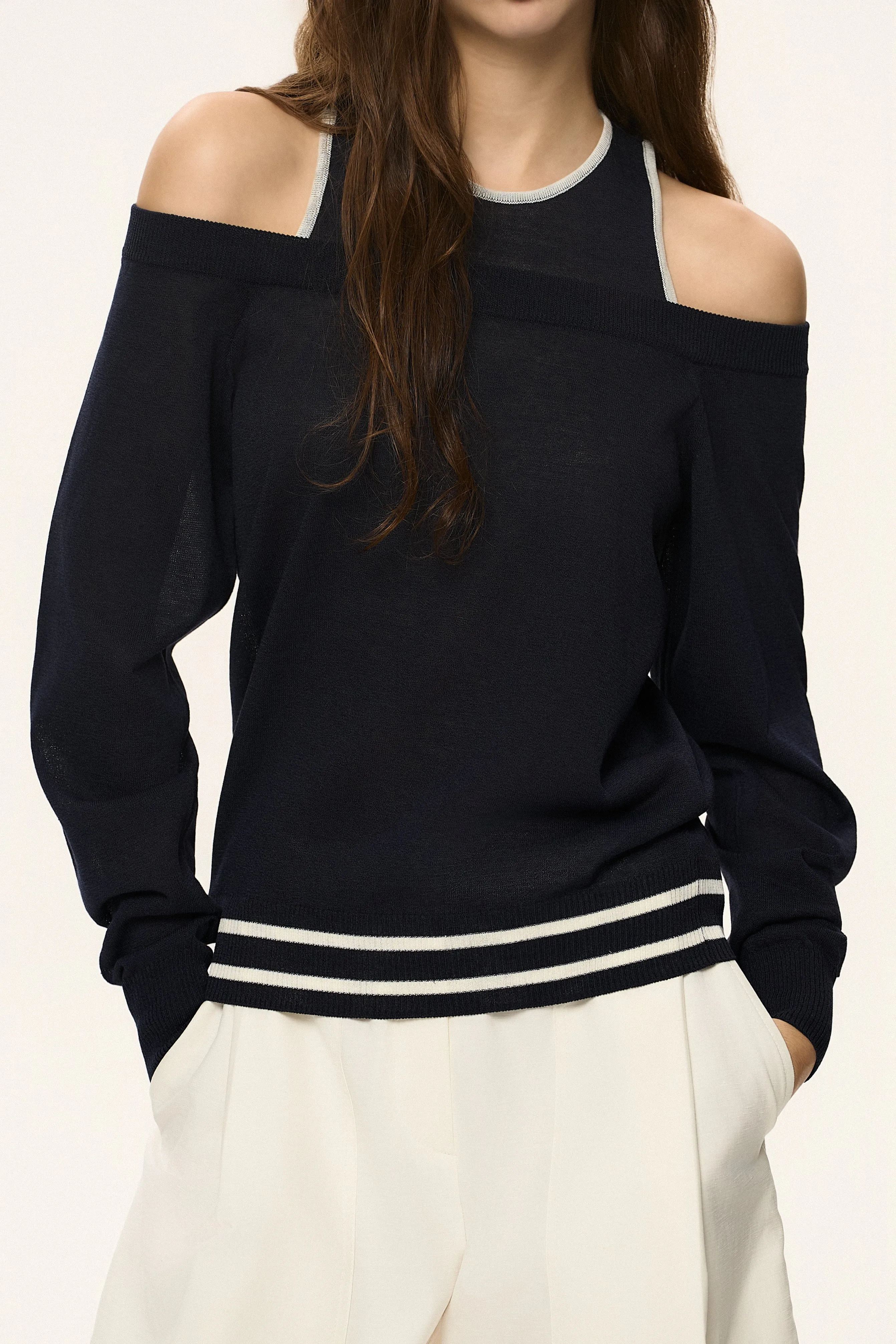 Double Layer Off-Shoulder Knit Top sold by SYSTEM product image thumbnail 3