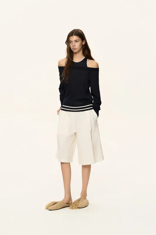Double Layer Off-Shoulder Knit Top made by SYSTEM
