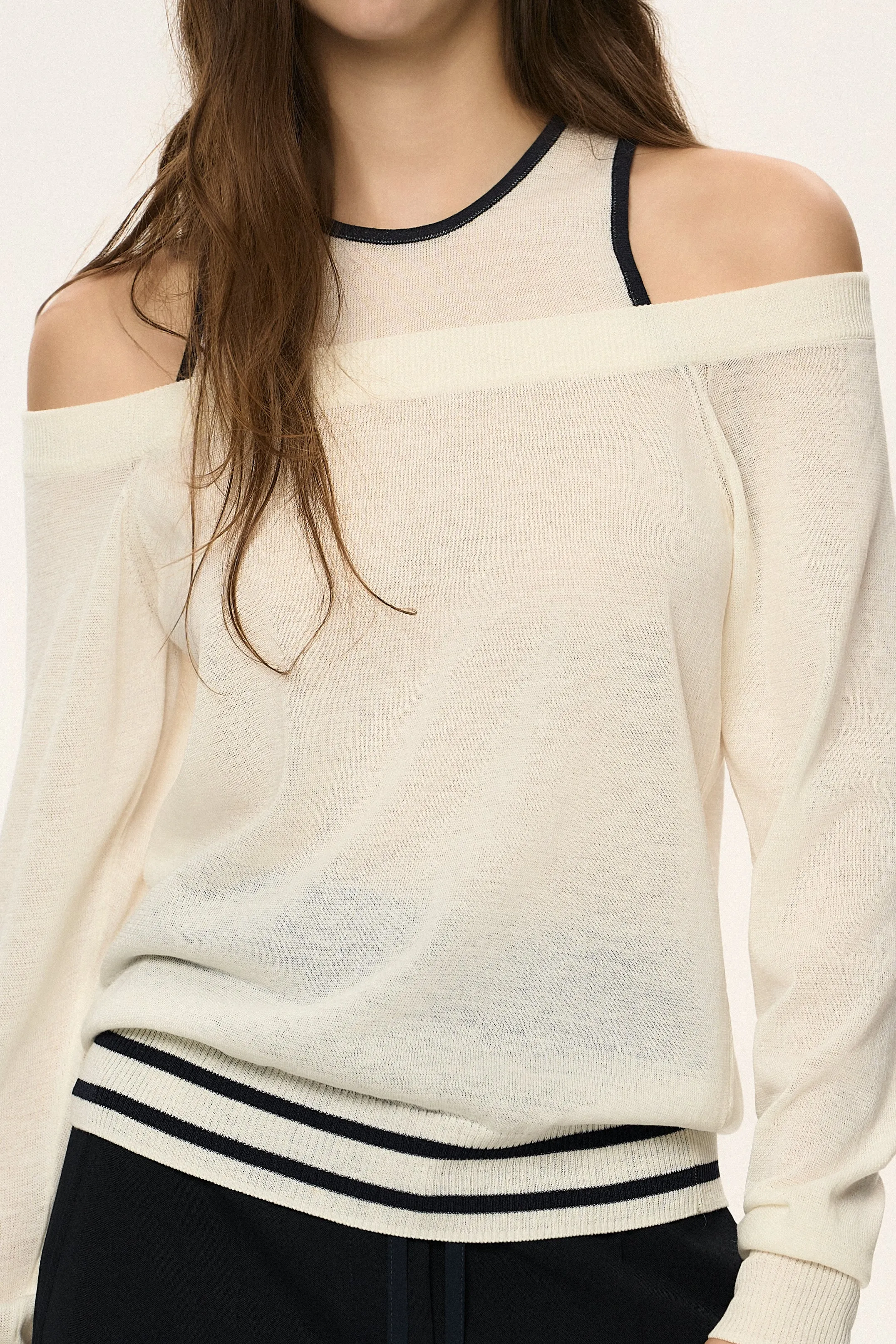 Double Layer Off-Shoulder Knit Top sold by SYSTEM product image thumbnail 3