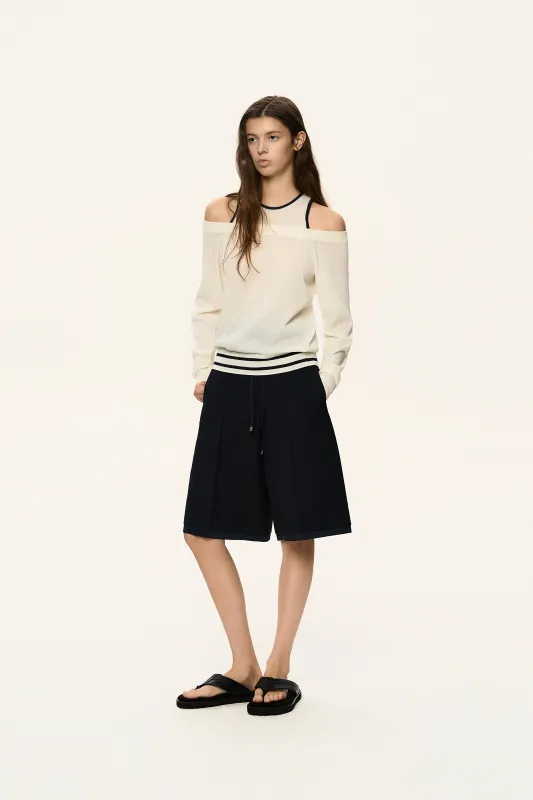 Double Layer Off-Shoulder Knit Top made by SYSTEM