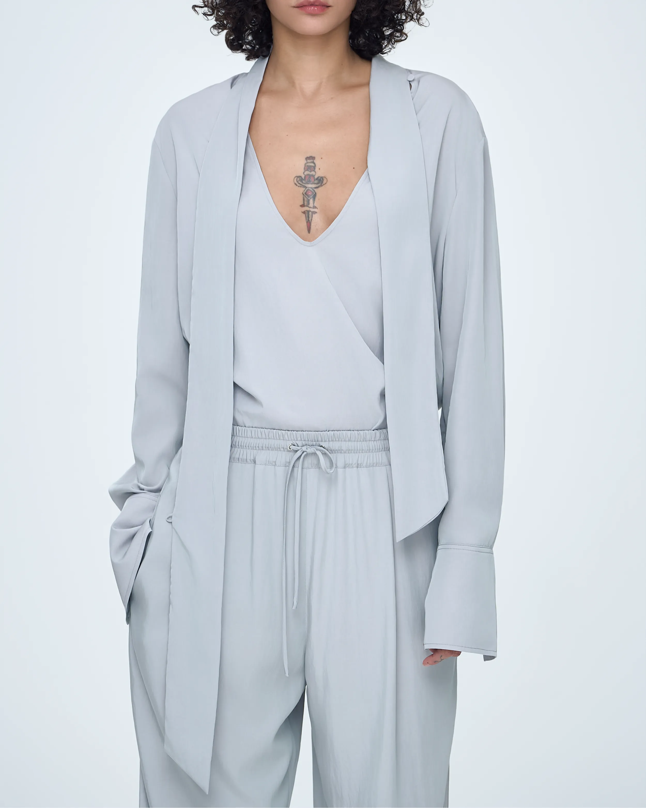 Deep V-Neck Tie Blouse sold by SYSTEM product image thumbnail 2