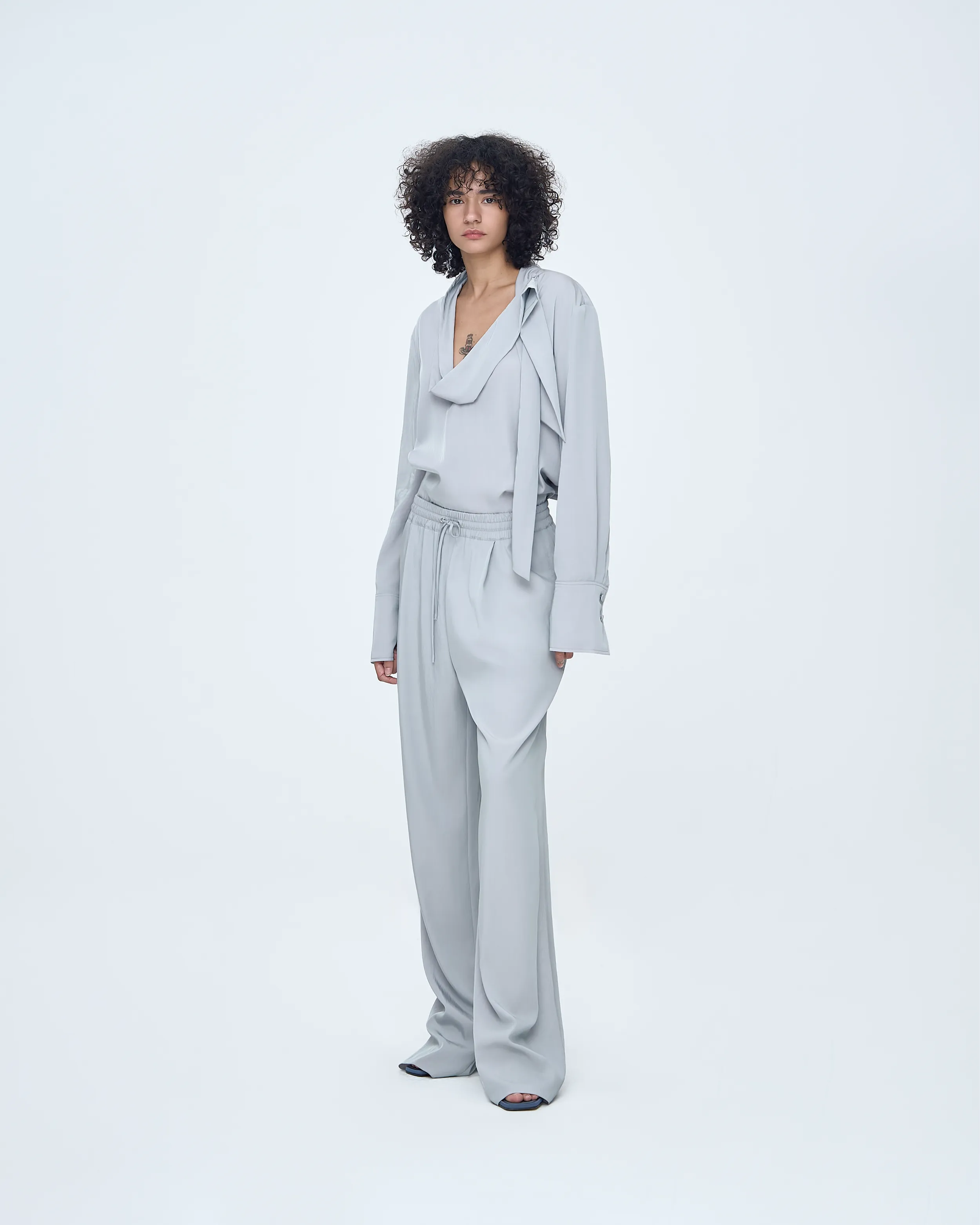 Deep V-Neck Tie Blouse sold by SYSTEM product image thumbnail 4